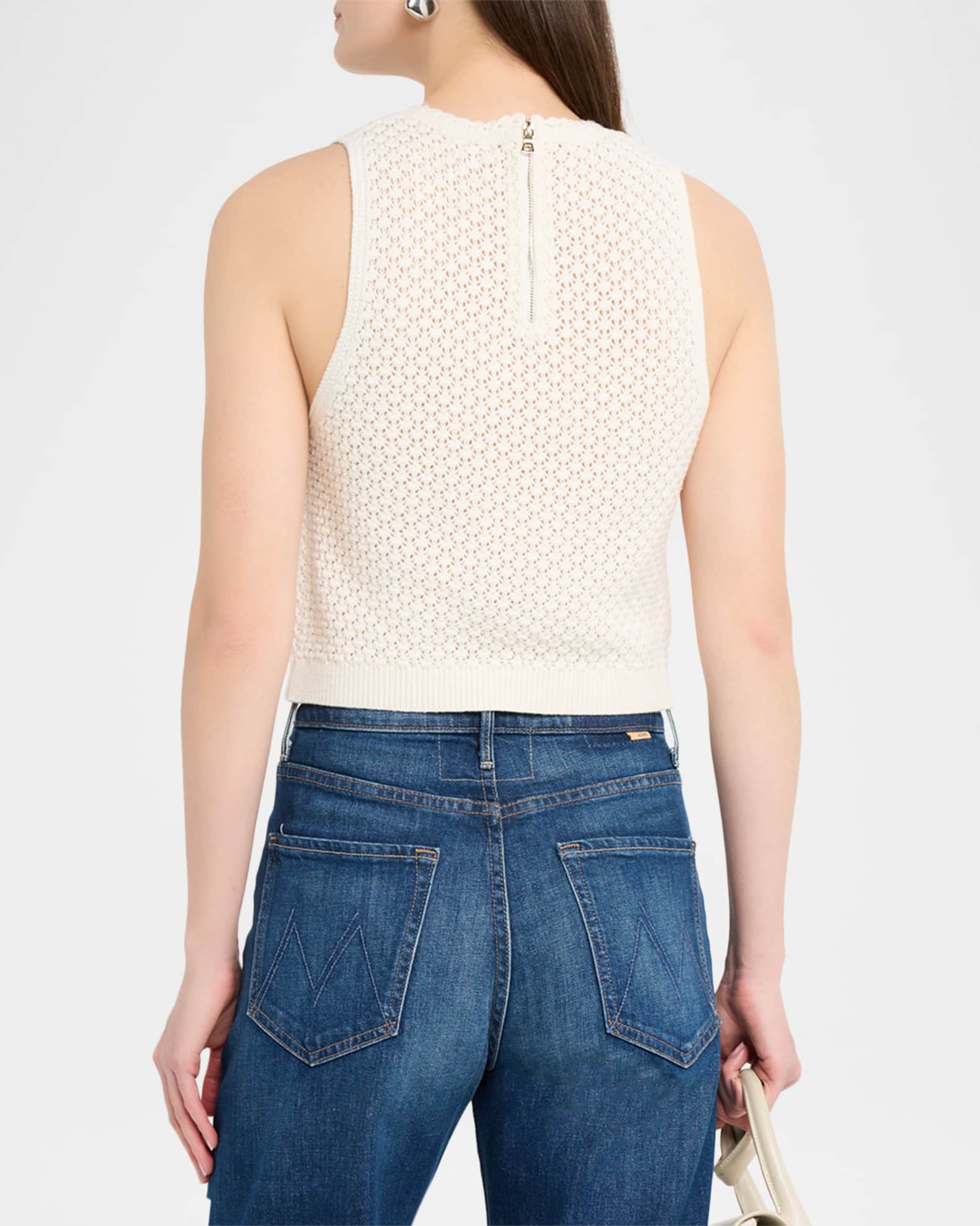 ALICE + OLIVIA Amity Embroidered Crochet Tank Top | Neiman Marcus