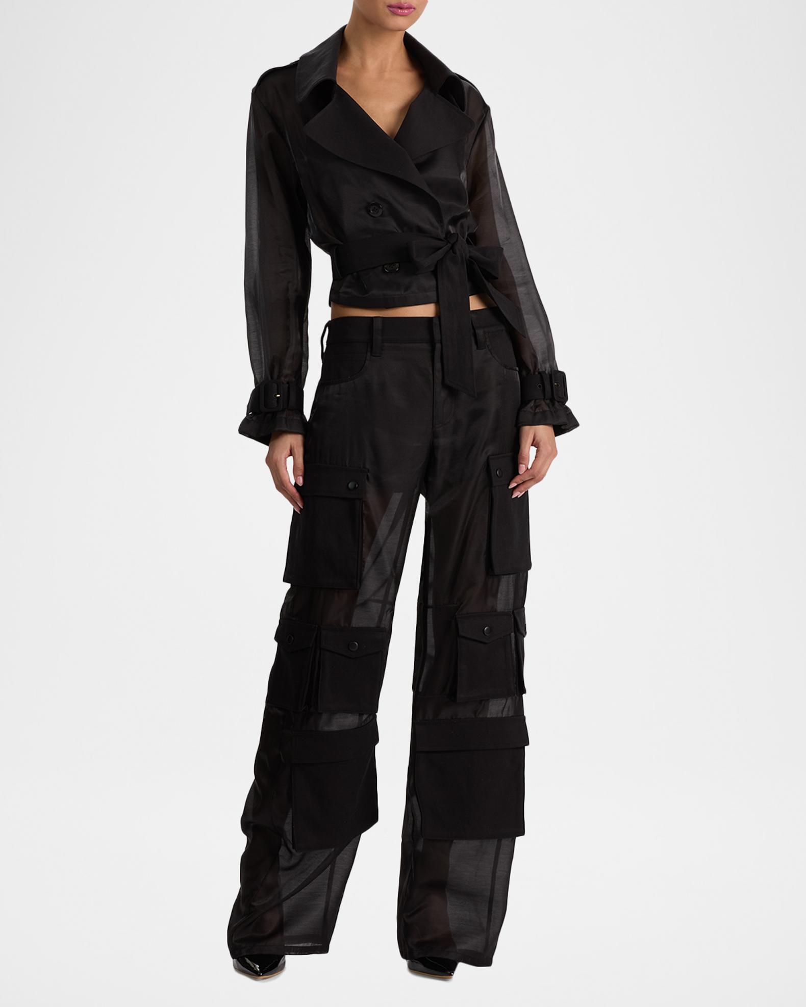 ALICE + OLIVIA Olympia Sheer Cargo Pants | Neiman Marcus