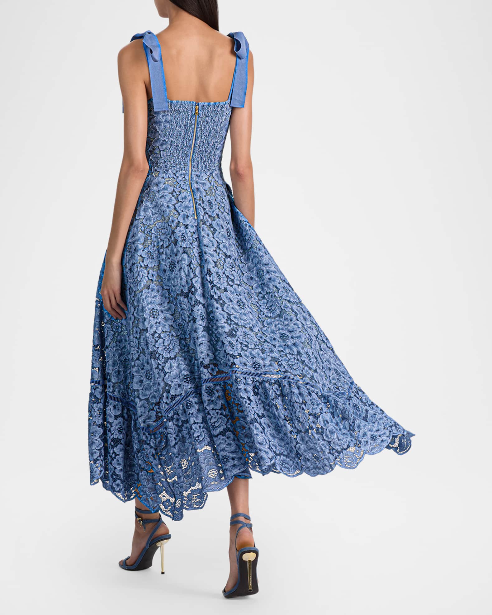 ALICE + OLIVIA Rosee Lace Bustier Midi Dress | Neiman Marcus