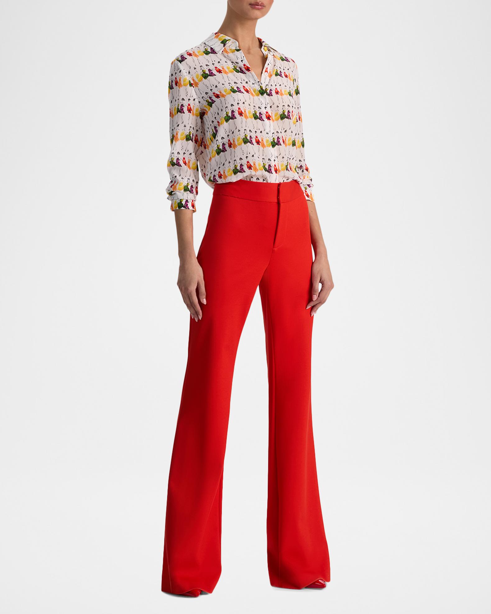 ALICE + OLIVIA Andrew Mid-Rise Bootcut Pants | Neiman Marcus