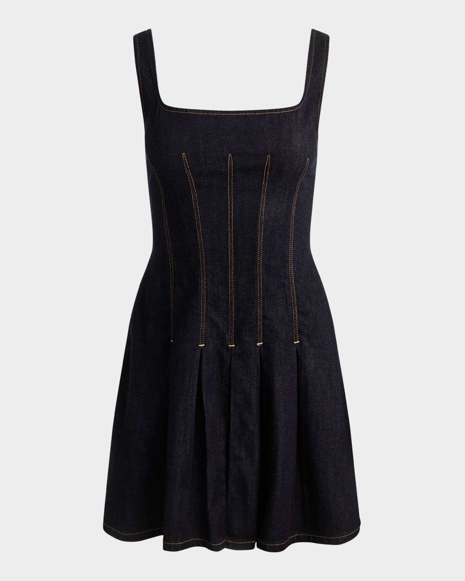alice and olivia denim mini dress Alice + Olivia Women's Fara Puff-Sleeve Denim Minidress - Cambria Vintage