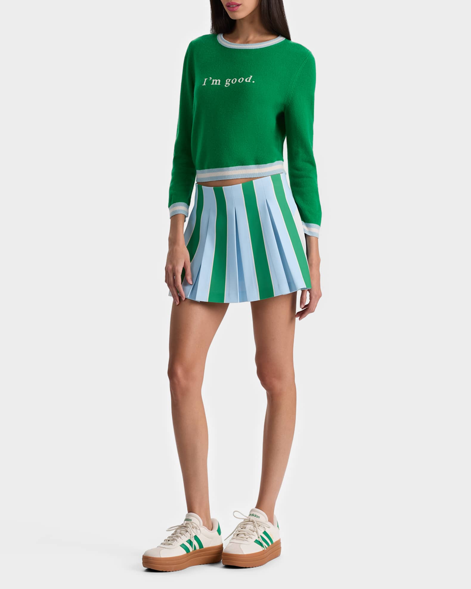 ALICE + OLIVIA Emilie Low-Rise Pleated Mini Skirt | Neiman Marcus