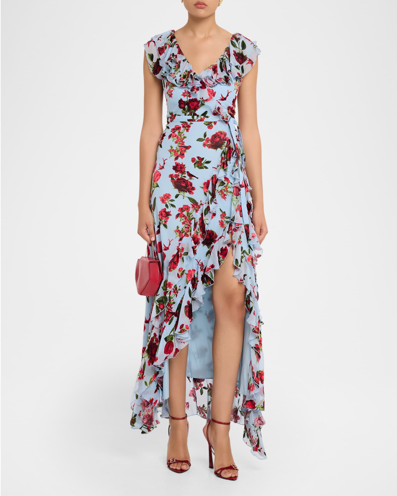 Alice + Olivia Kristen Ruffle Wrap Maxi Dress, Size 6