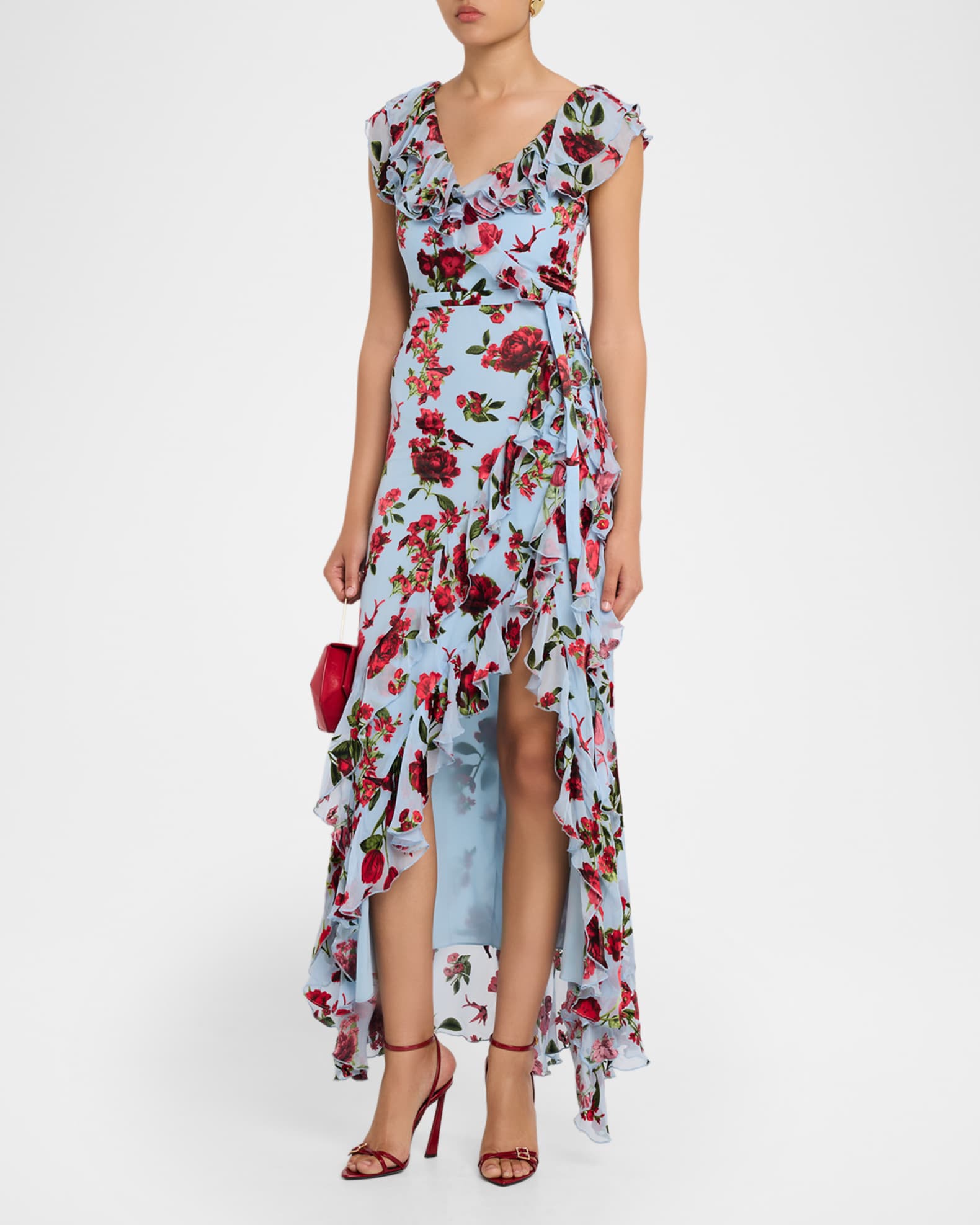 Alice + Olivia Kristen Ruffle Wrap Maxi Dress, Size 4