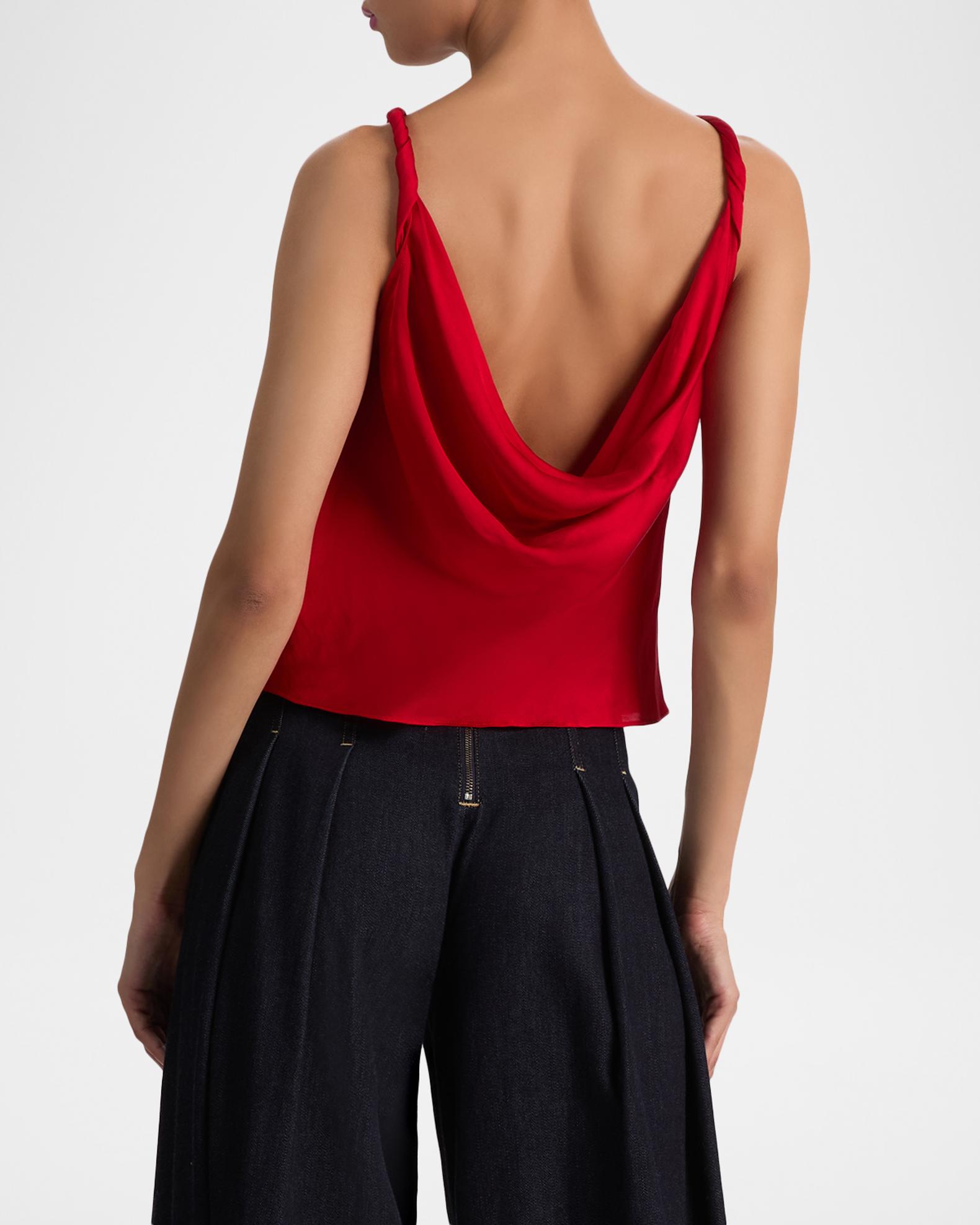 ALICE + OLIVIA Monique Twist Strap Cowl-Neck Blouse | Neiman Marcus