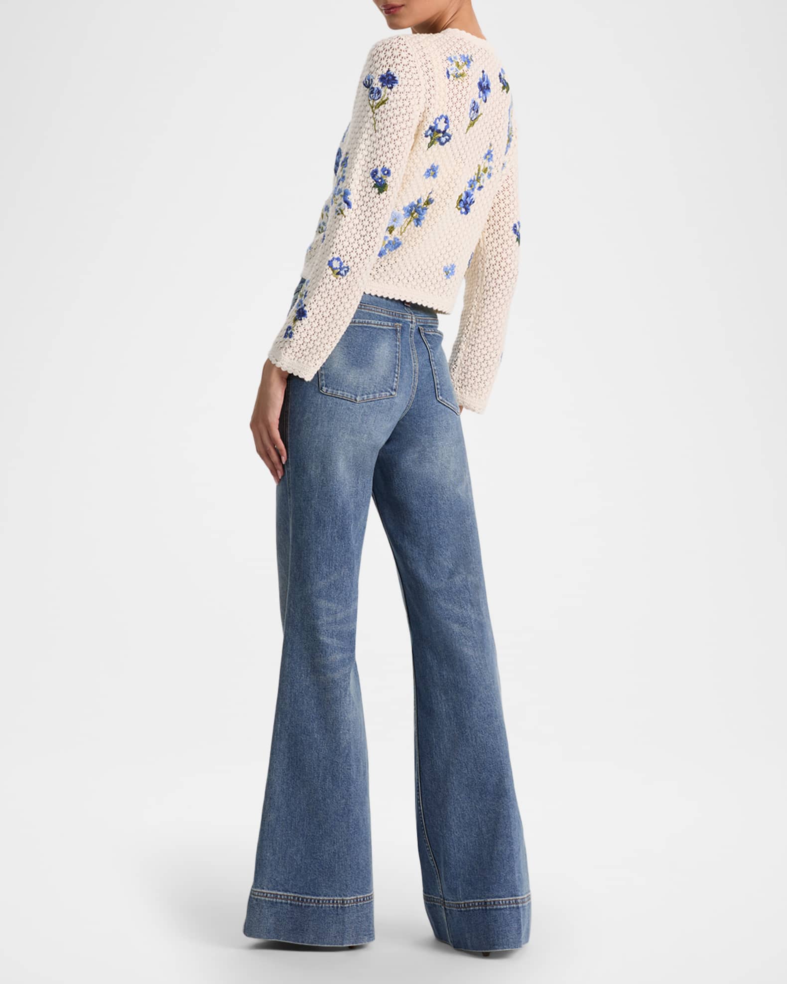 定価7万6千新品alice+oliviaスパンコール刺繍クロシェ編みカーディガン ALICE + OLIVIA Anderson Floral Embroidered Crochet Cardigan