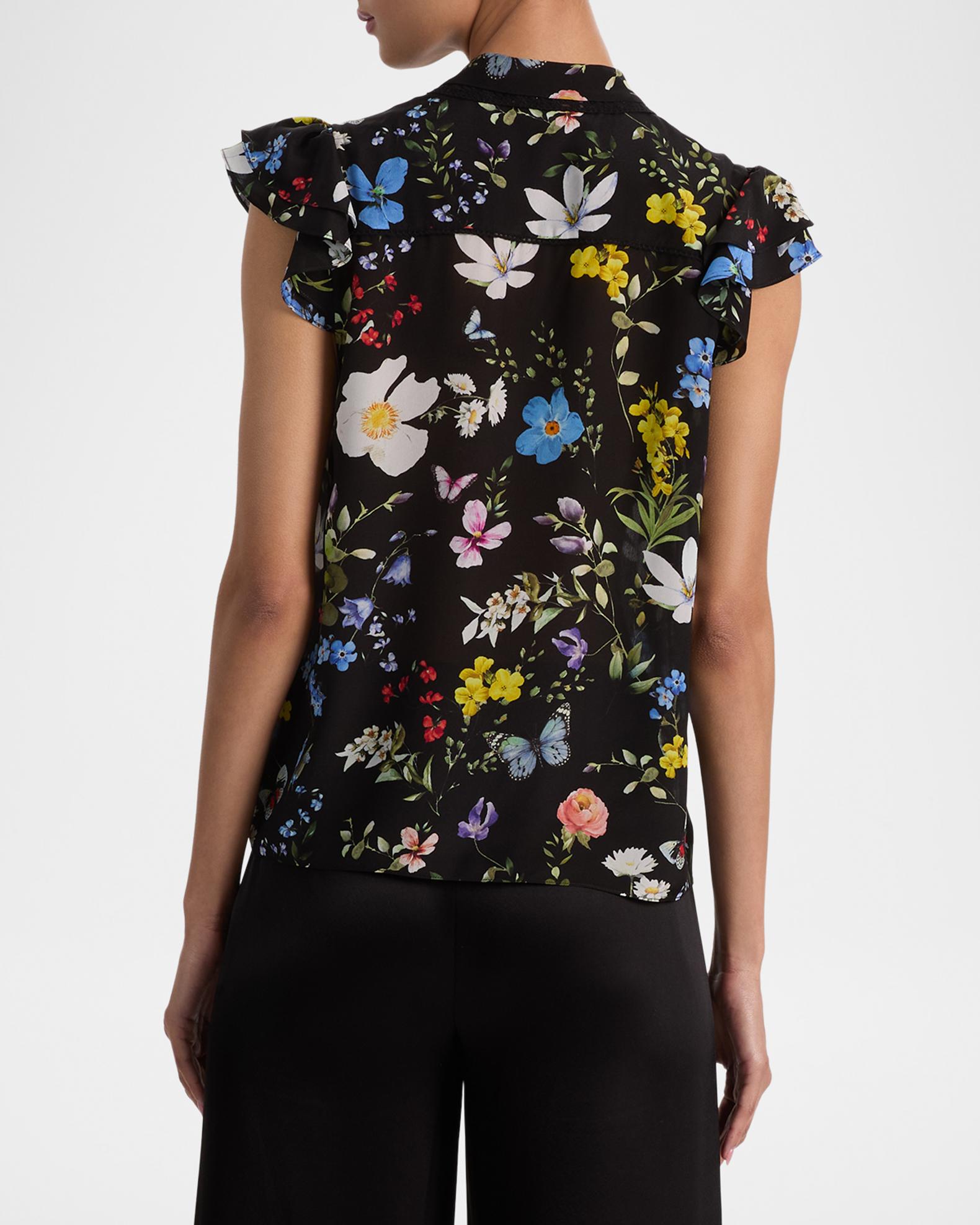 ALICE + OLIVIA Arlette Flutter-Sleeve Blouse | Neiman Marcus