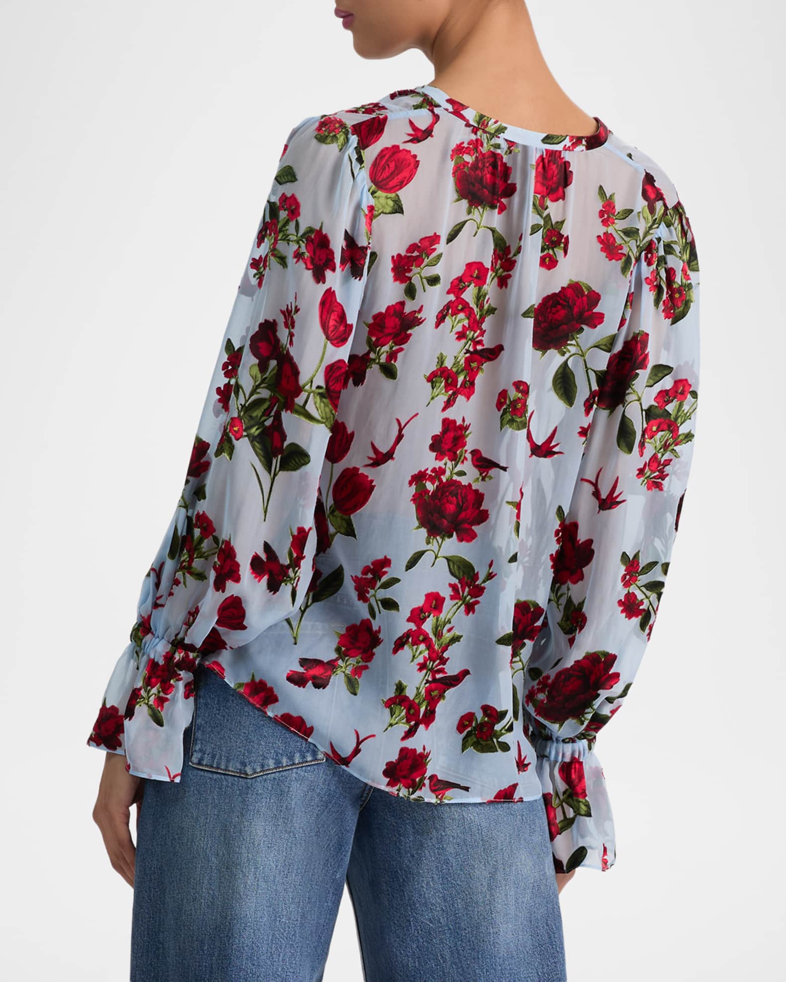 ALICE + OLIVIA Moranne Semi-Sheer Blouse | Neiman Marcus