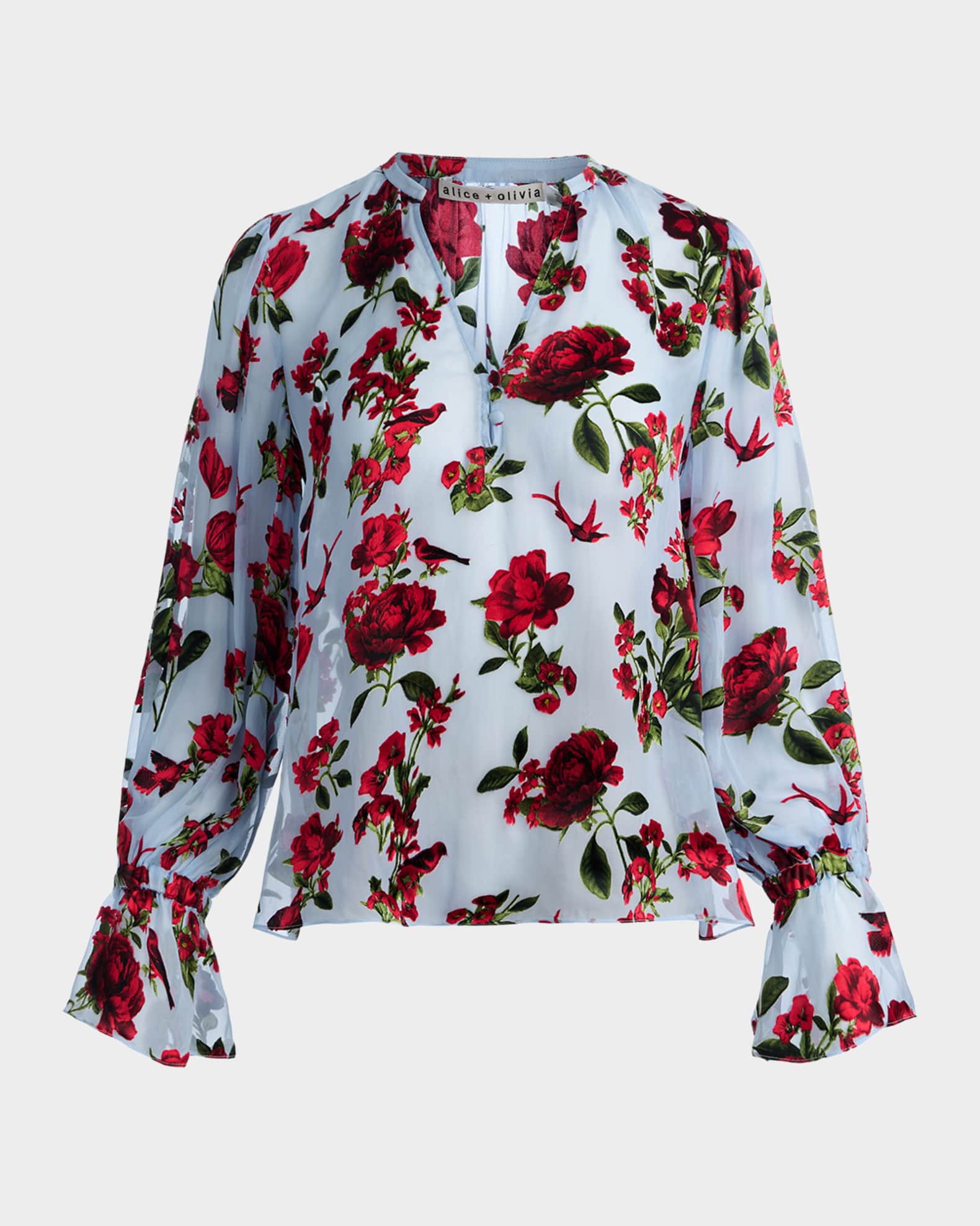 ALICE + OLIVIA Moranne Semi-Sheer Blouse | Neiman Marcus