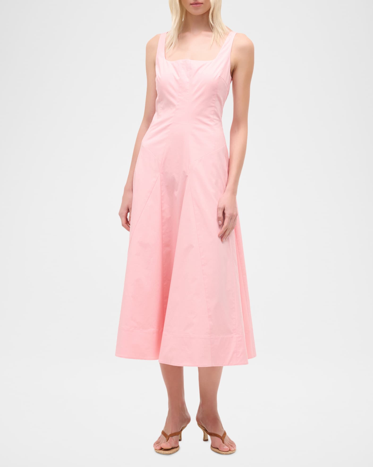 knee length dresses for ladies Lush Lemon Poplin Midi Dress with Balloon Sleeves & Pockets