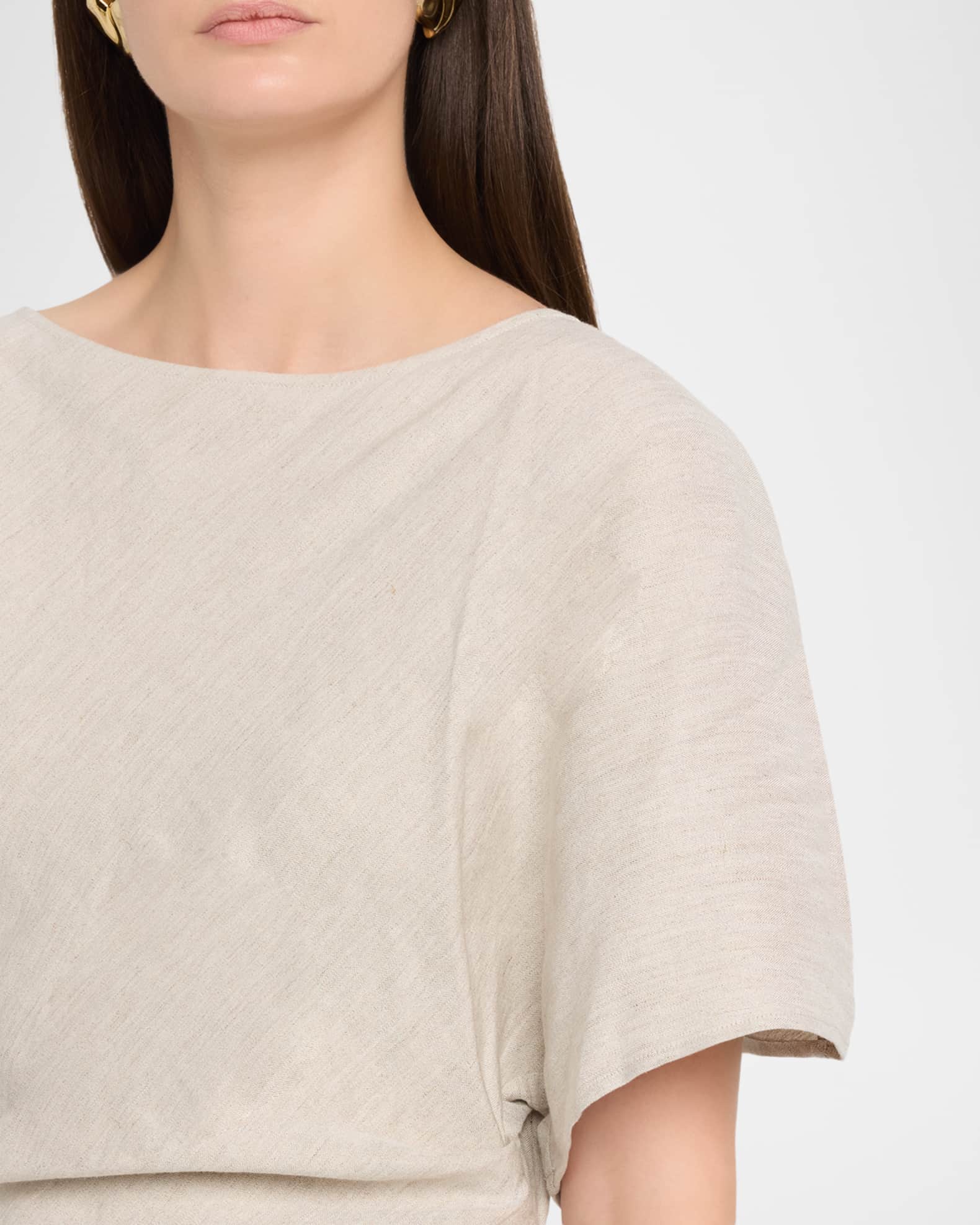STAUD Amelie Linen-Blend Midi Dress | Neiman Marcus
