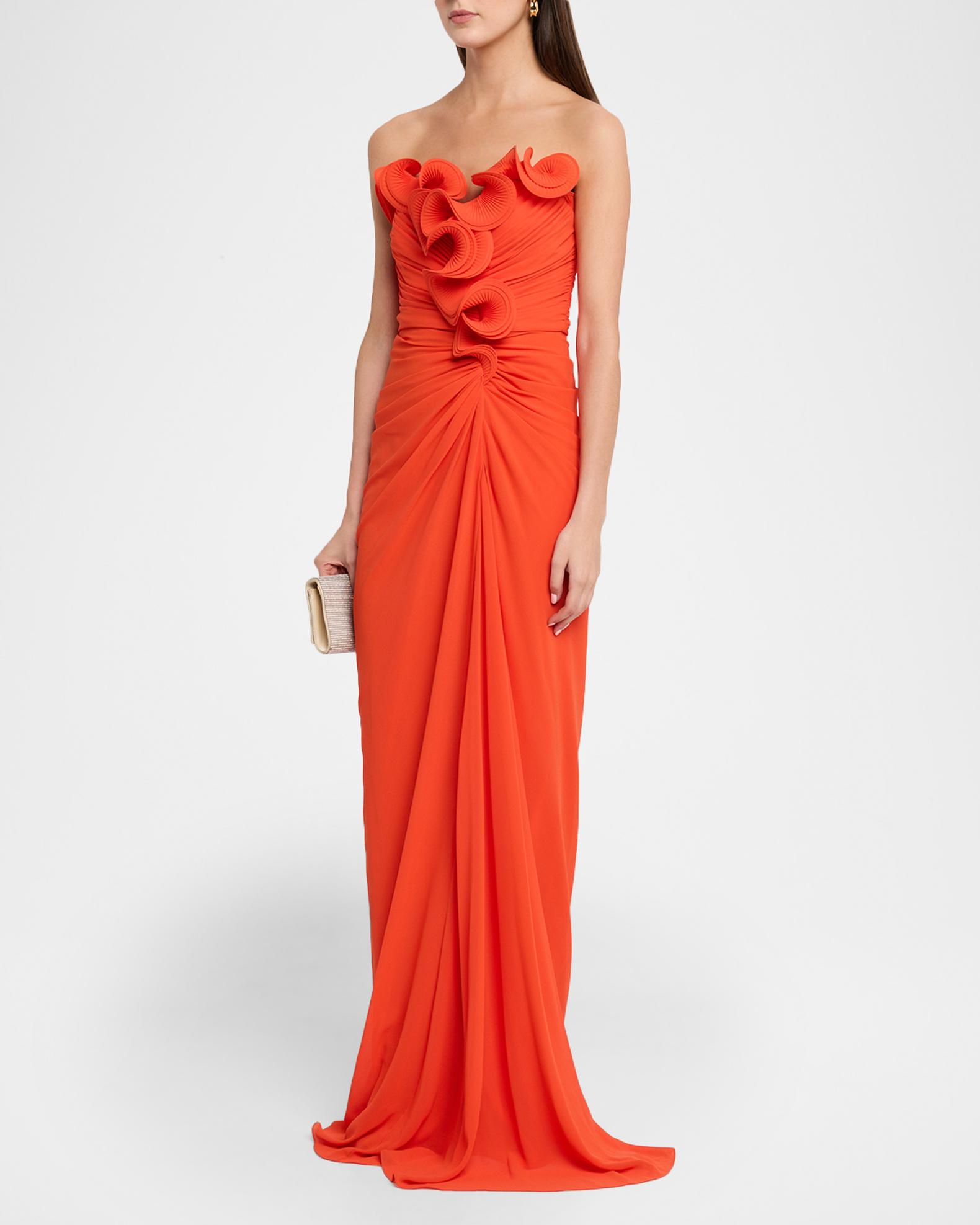 ruched georgette dress Mulberry KarenMillen High Neck Embellished Ruched Georgette Woven Maxi Dress