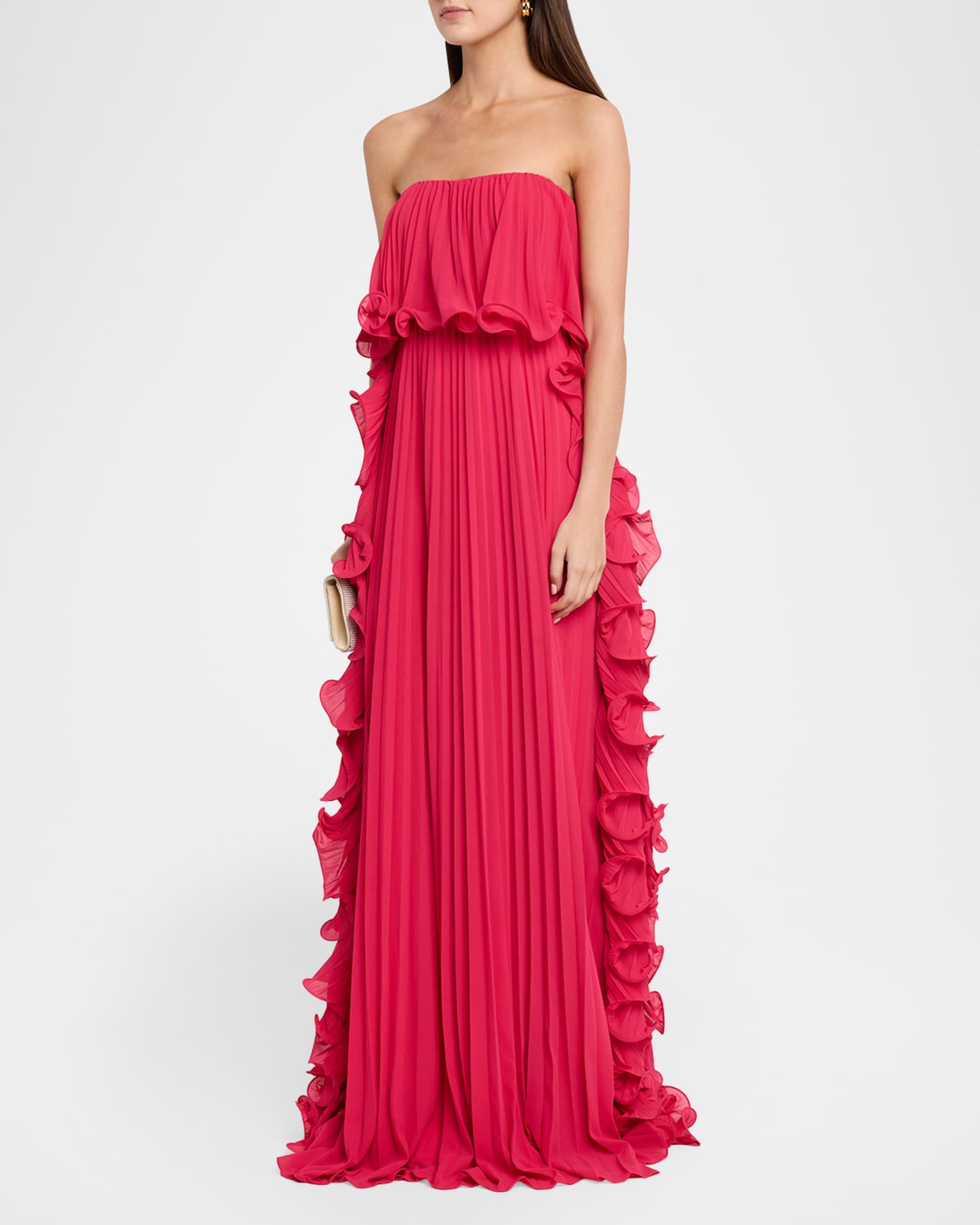 sachin and babi light blue dress Strapless Draped Chiffon Gown 2 / Pale Pink