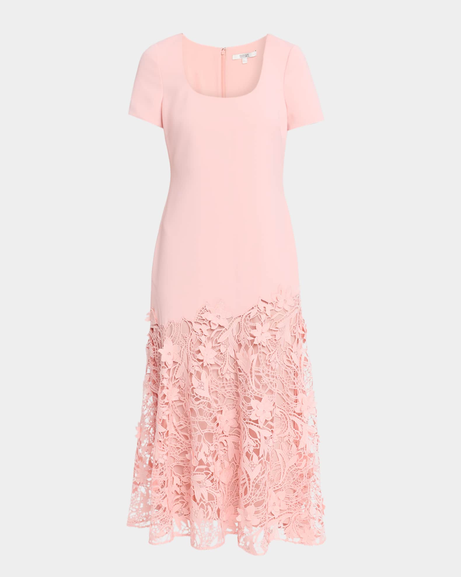 white christmas dresses Strapless Lace Appliqué Mini Dress by Badgley Mischka