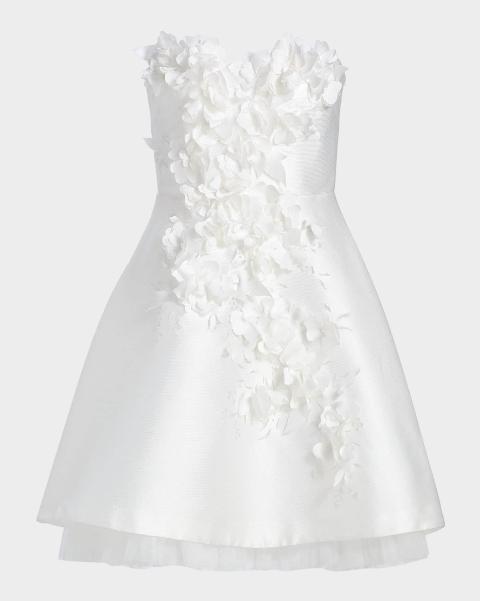 Badgley Mischka Flower Applique A-Line Mini Dress | Neiman Marcus