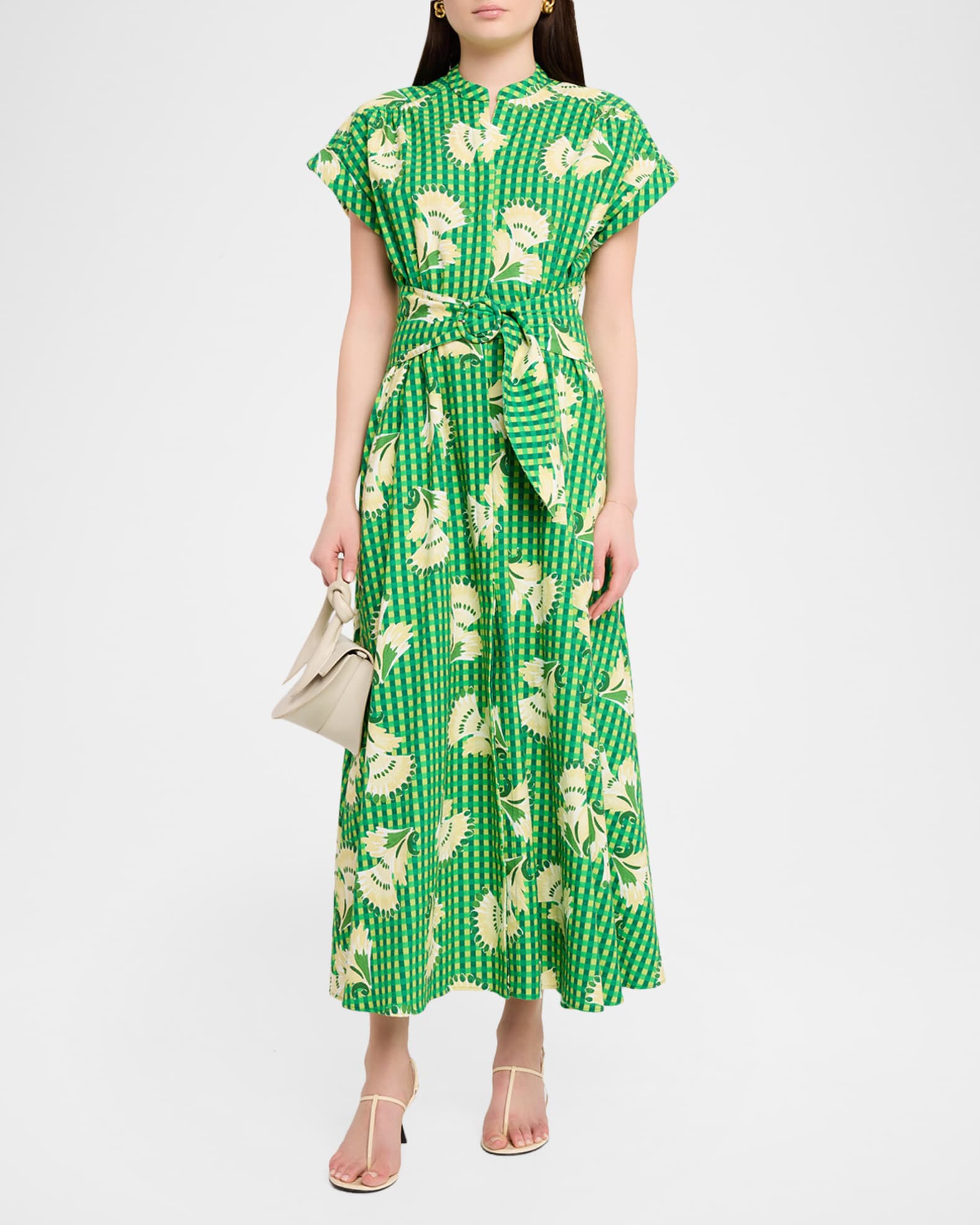 Saloni Neesha Short-Sleeve Cotton Maxi Dress | Neiman Marcus