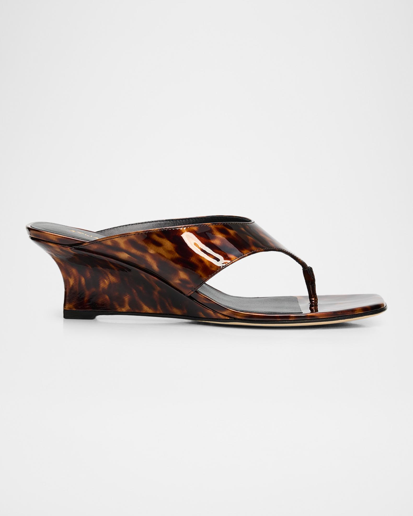 Stuart Weitzman 50mm Vinnie Printed Patent Leather Thong Sandals