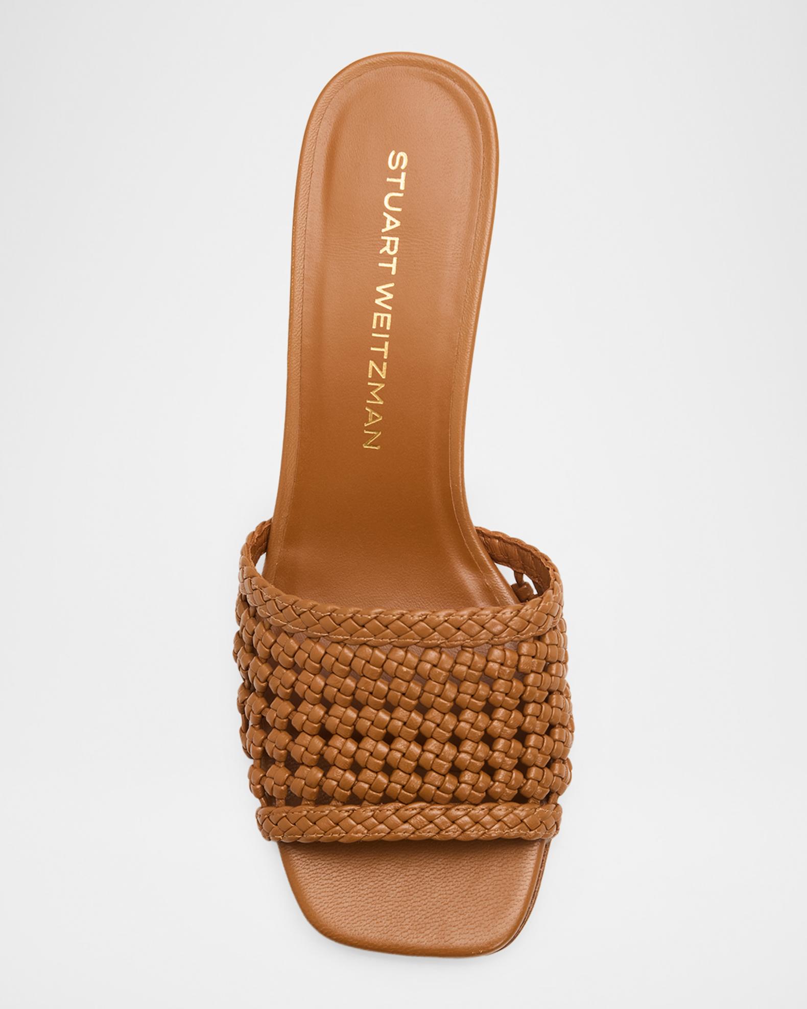 Stuart Weitzman Marina 50mm Leather Angled-Heel Slide  display picture 1