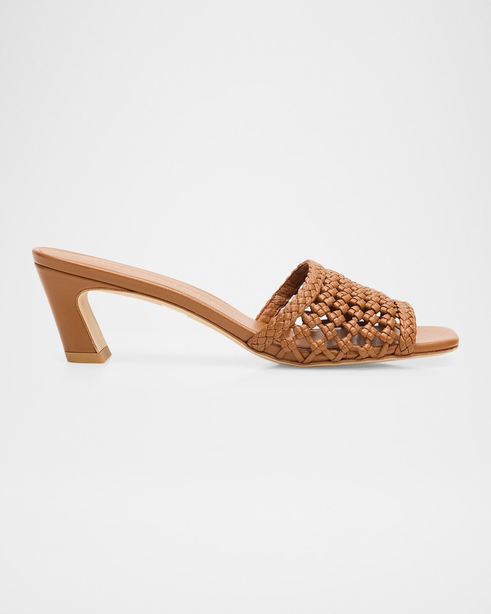 Stuart Weitzman Marina 50mm Leather Angled-Heel Slide  display picture 1