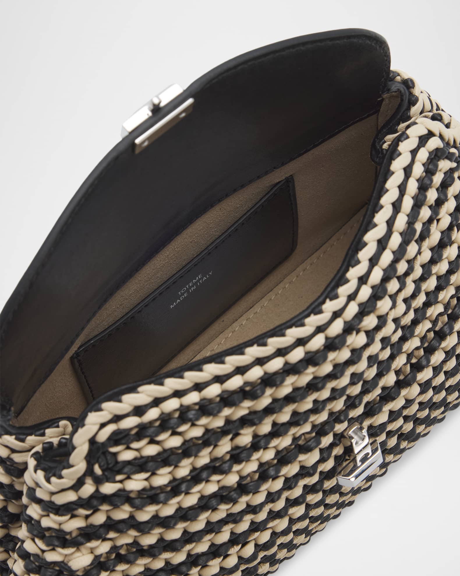 Toteme Mini T-Lock Woven Leather Clutch Bag | Neiman Marcus