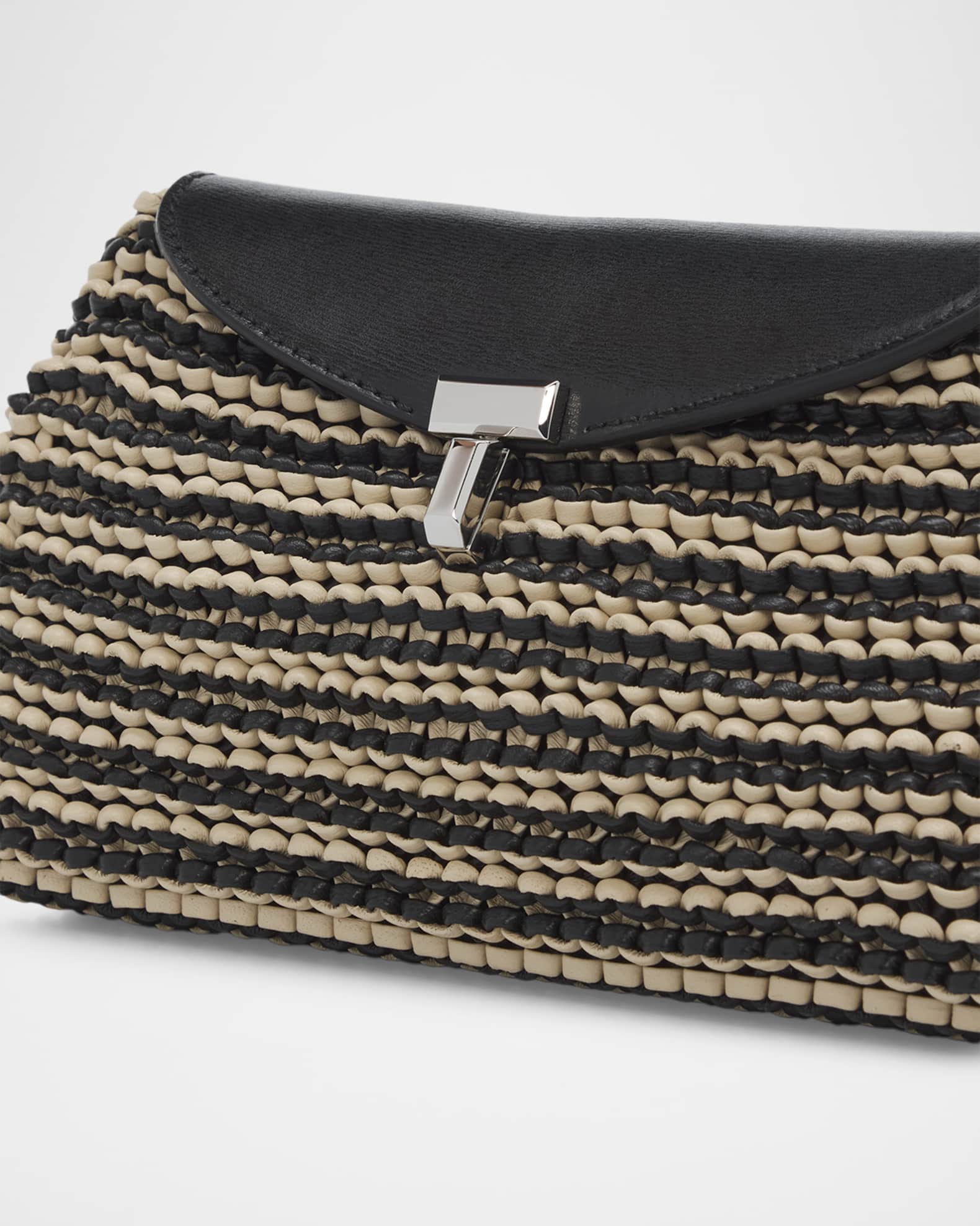 Toteme Mini T-Lock Woven Leather Clutch Bag | Neiman Marcus