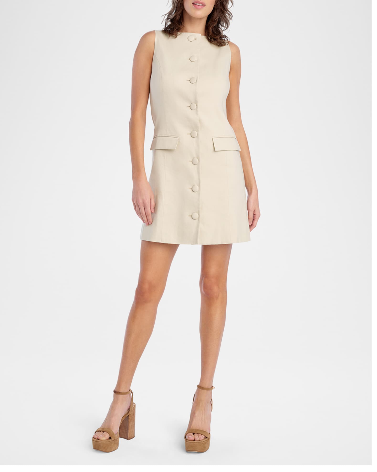 Favorite Daughter The Cece Linen-Blend Mini Dress | Neiman Marcus