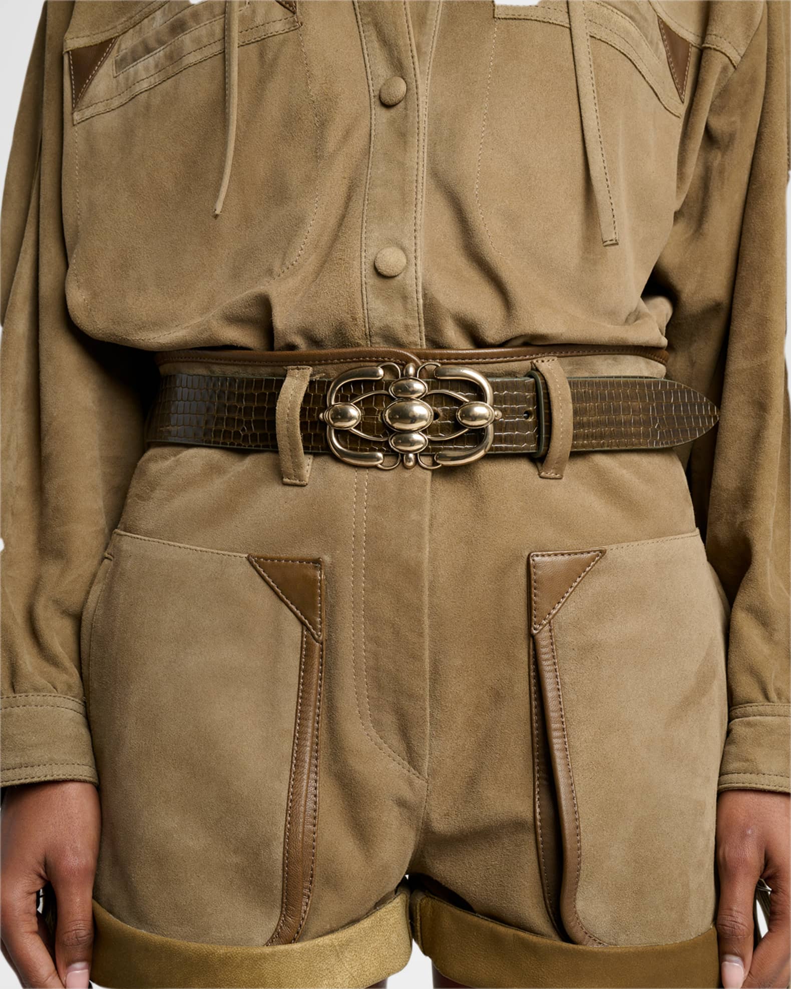 Isabel Marant Mirko Croc-Embossed Leather Belt | Neiman Marcus