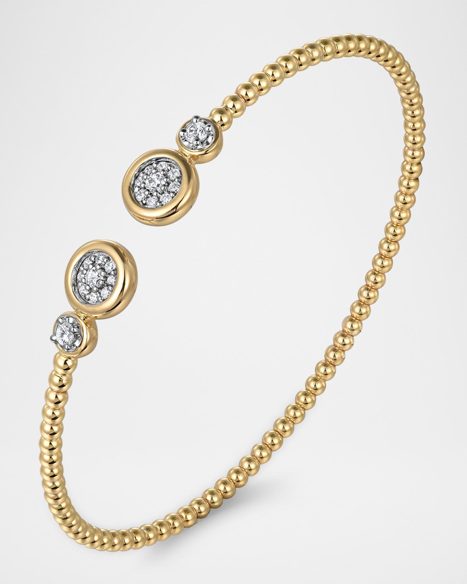 14K White and Yellow Gold Diamond Bujukan Split Bangle | Neiman Marcus