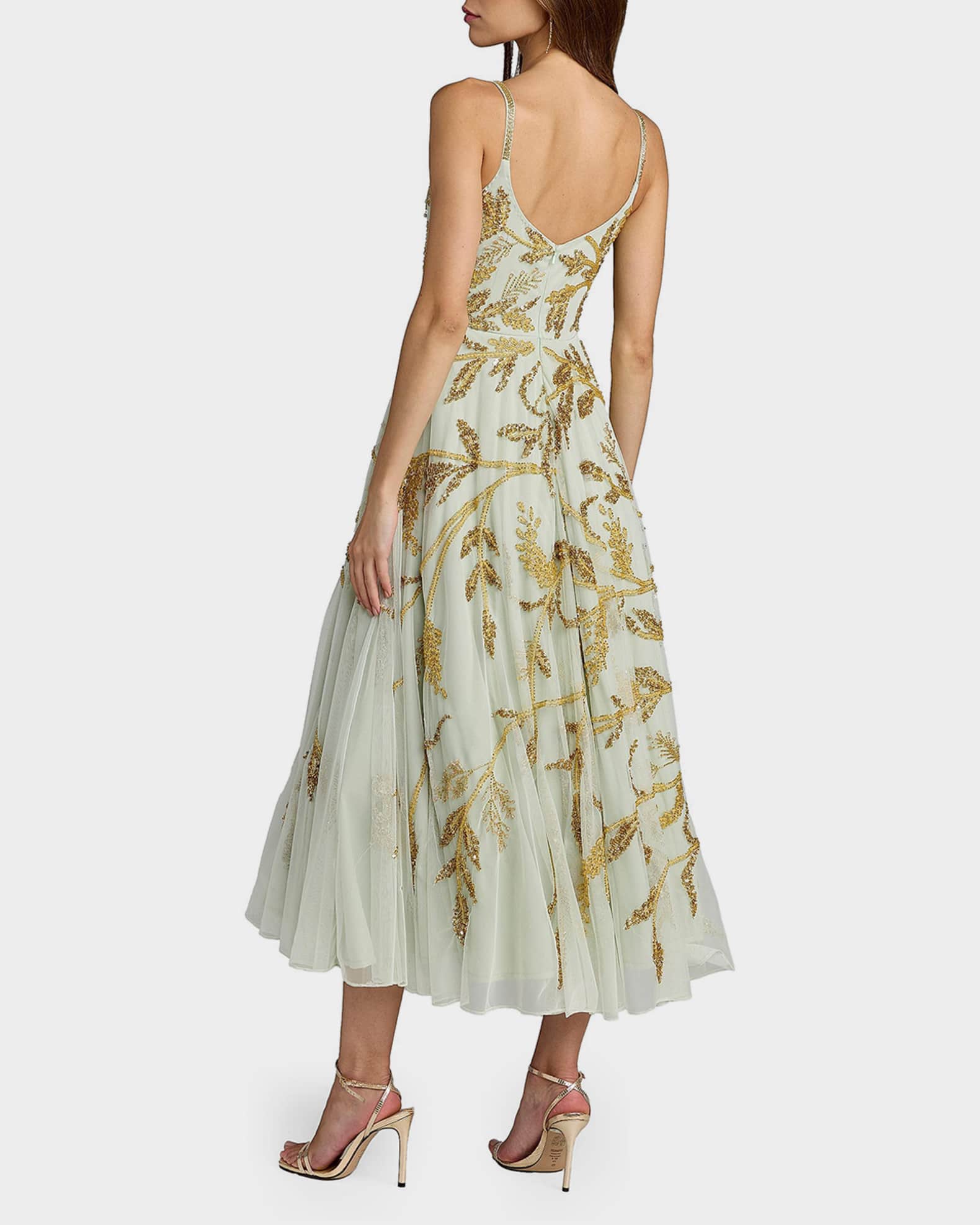 sachin and babi light blue dress Mac Duggal Embellished Mesh Midi-Dress