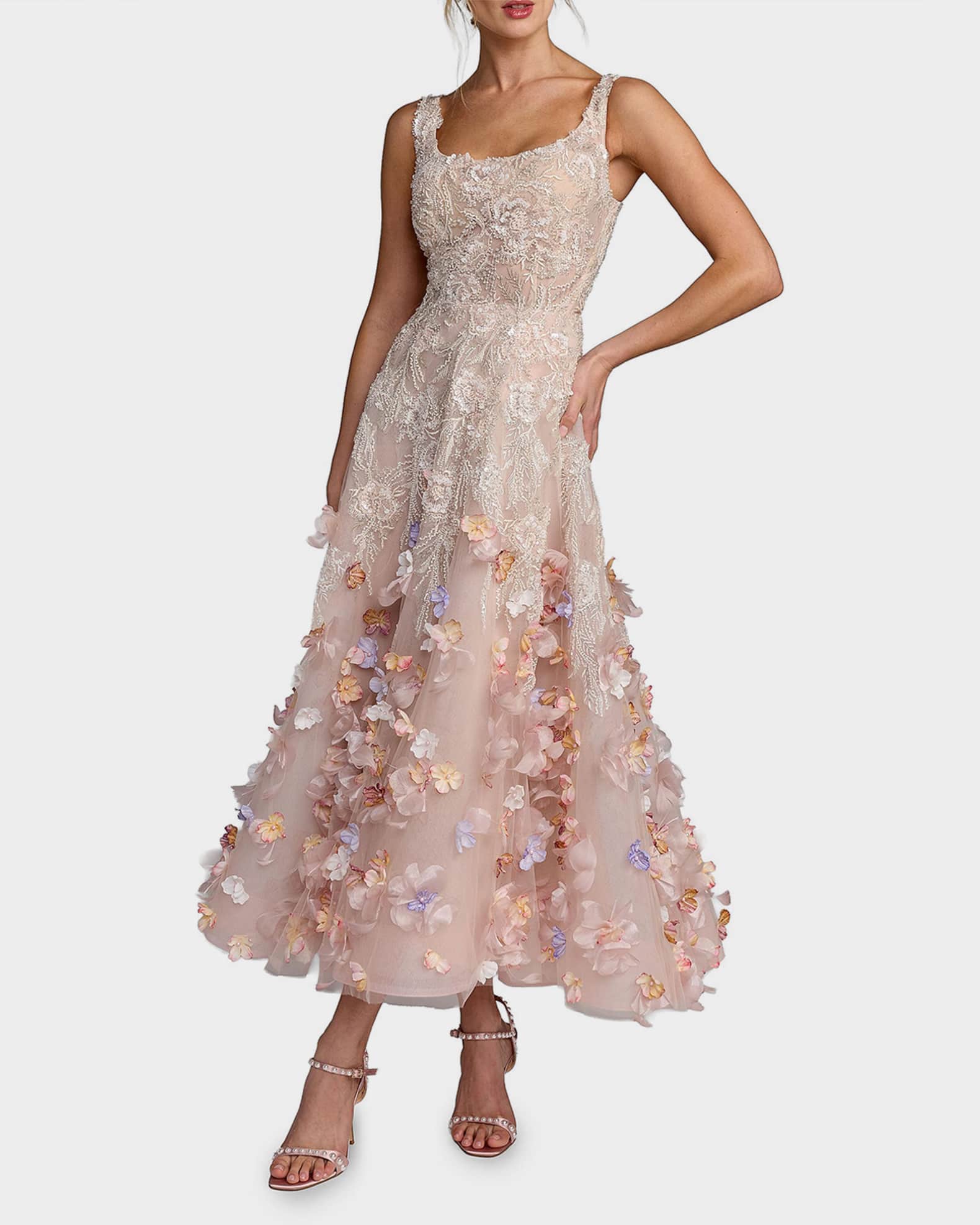 open lace back dress Mac Duggal Embellished Lace Column Gown