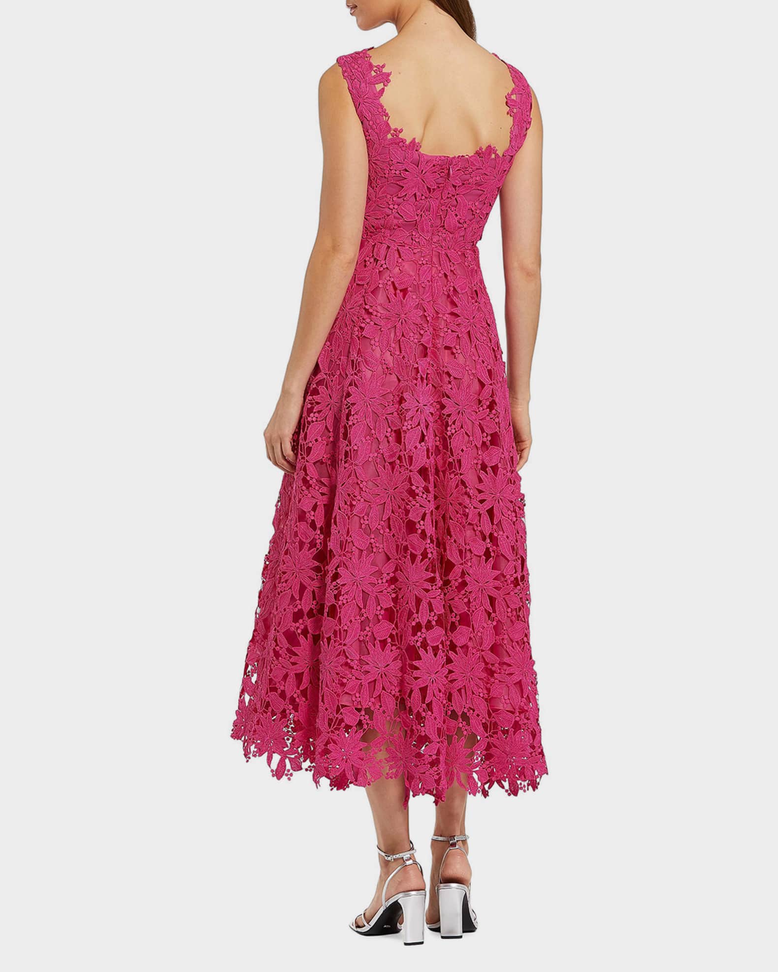 Mac Duggal Lace A-Line Midi-Dress | Neiman Marcus