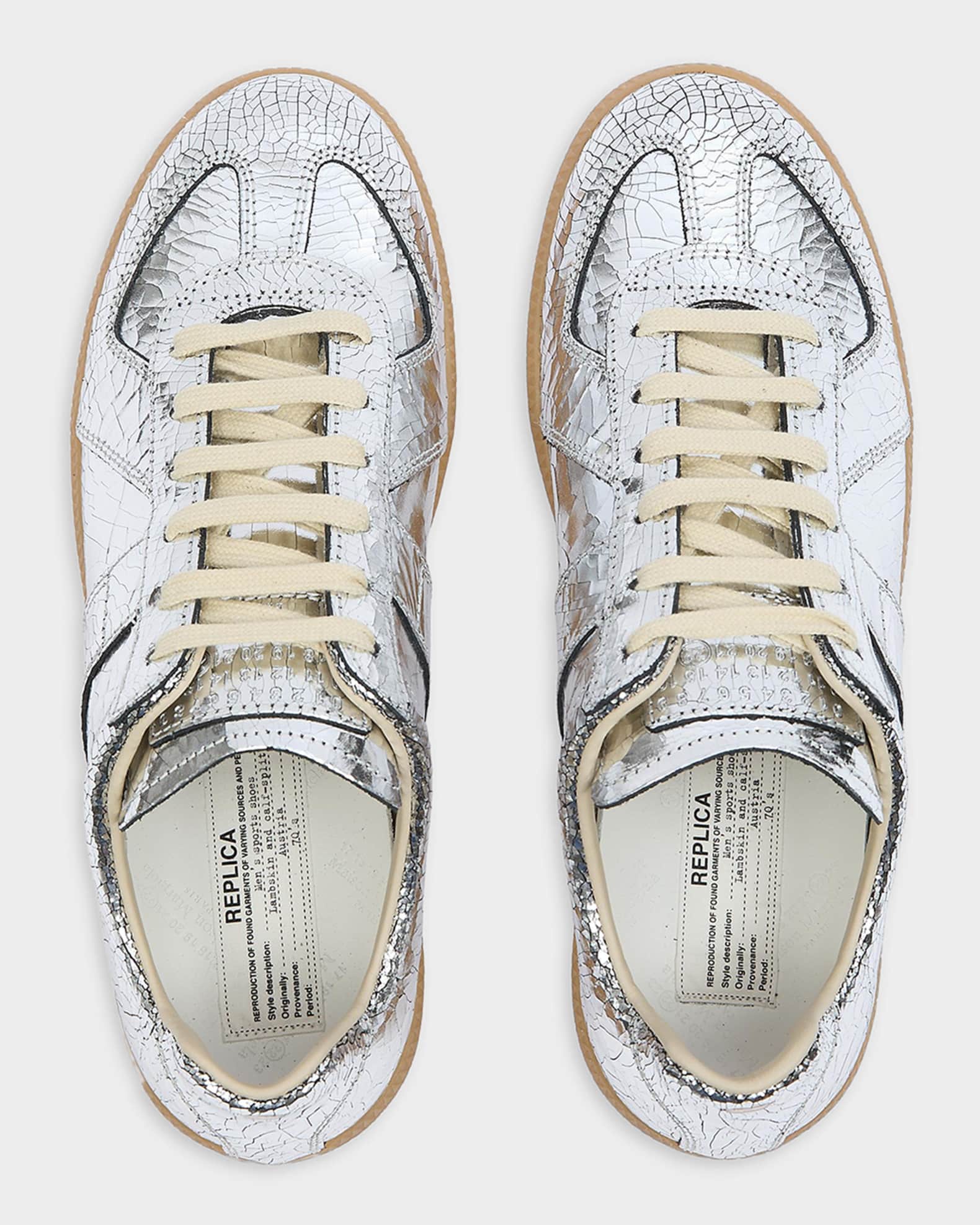 Maison Margiela XO Replica Metallic Leather Low-Top Sneakers