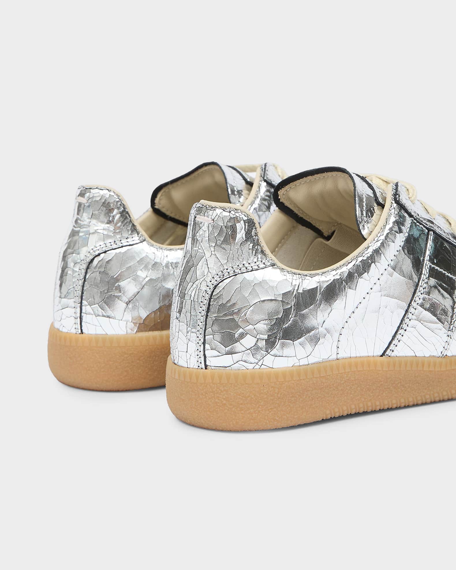 Maison Margiela XO Replica Metallic Leather Low-Top Sneakers