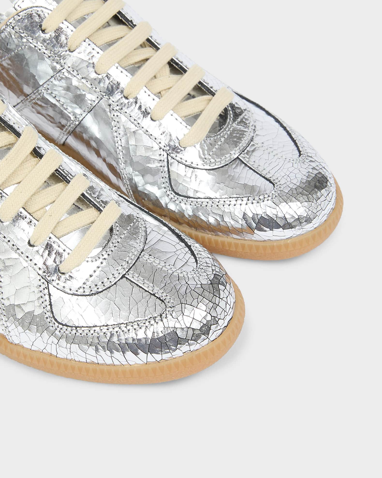 Maison Margiela XO Replica Metallic Leather Low-Top Sneakers