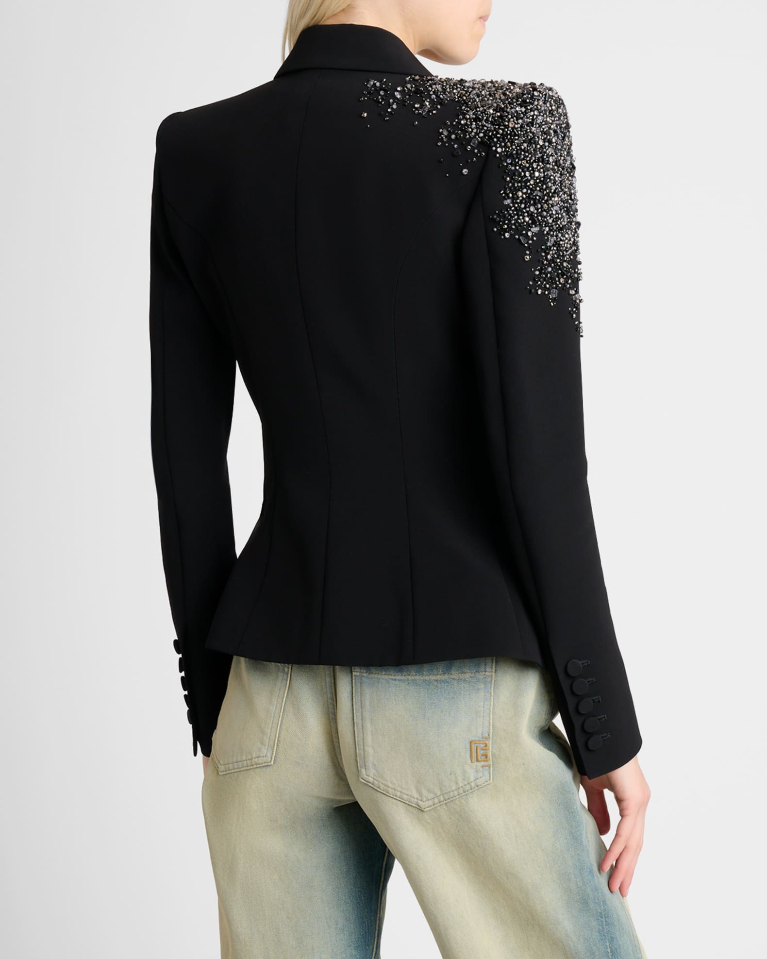 Balmain Amethyst Embroidered Single-Breasted Tailored Jacket