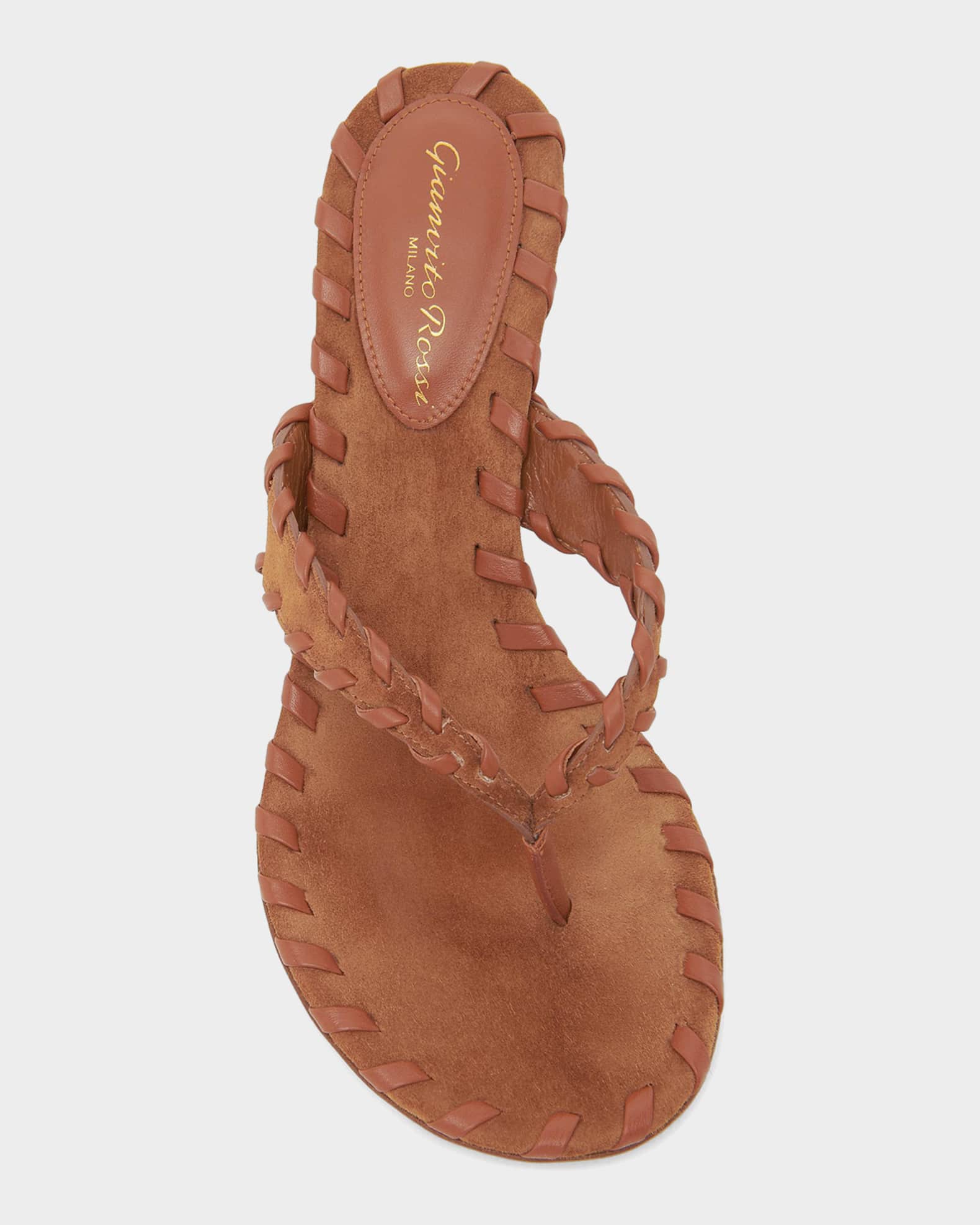 Gianvito Rossi 70mm Whipstitch Suede Thong Sandals | Neiman Marcus