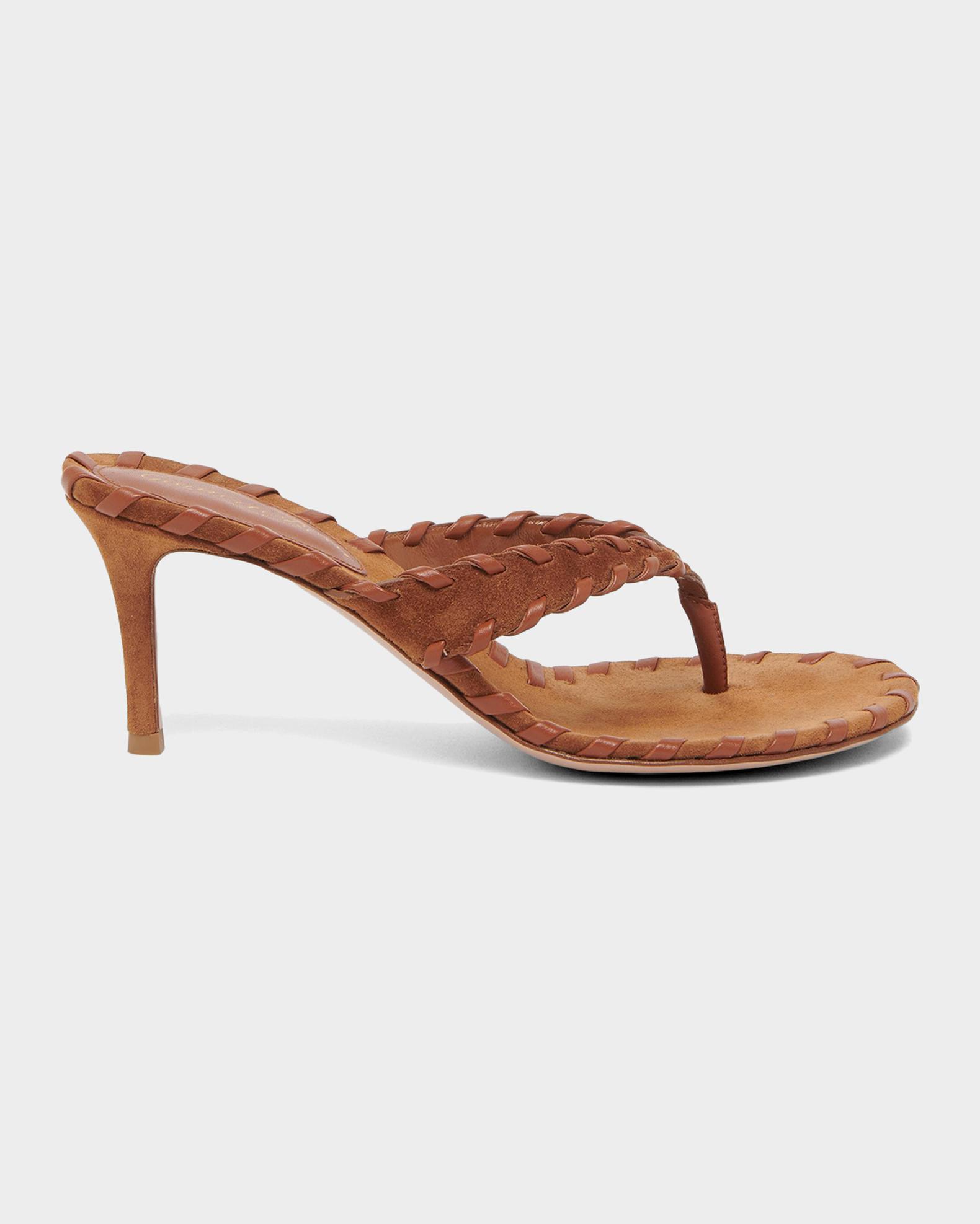 Gianvito Rossi 70mm Whipstitch Suede Thong Sandals | Neiman Marcus