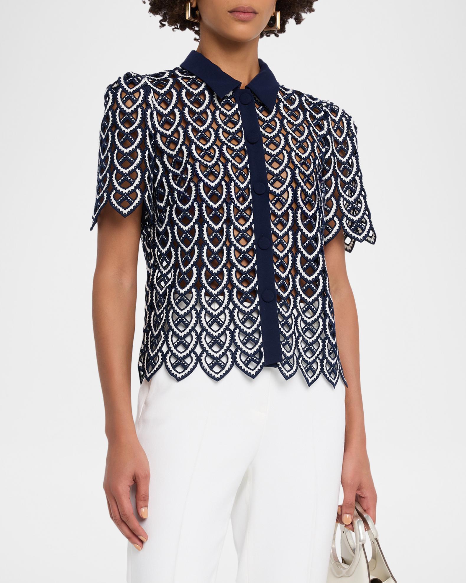 Milly Addison Collared Lace Top | Neiman Marcus