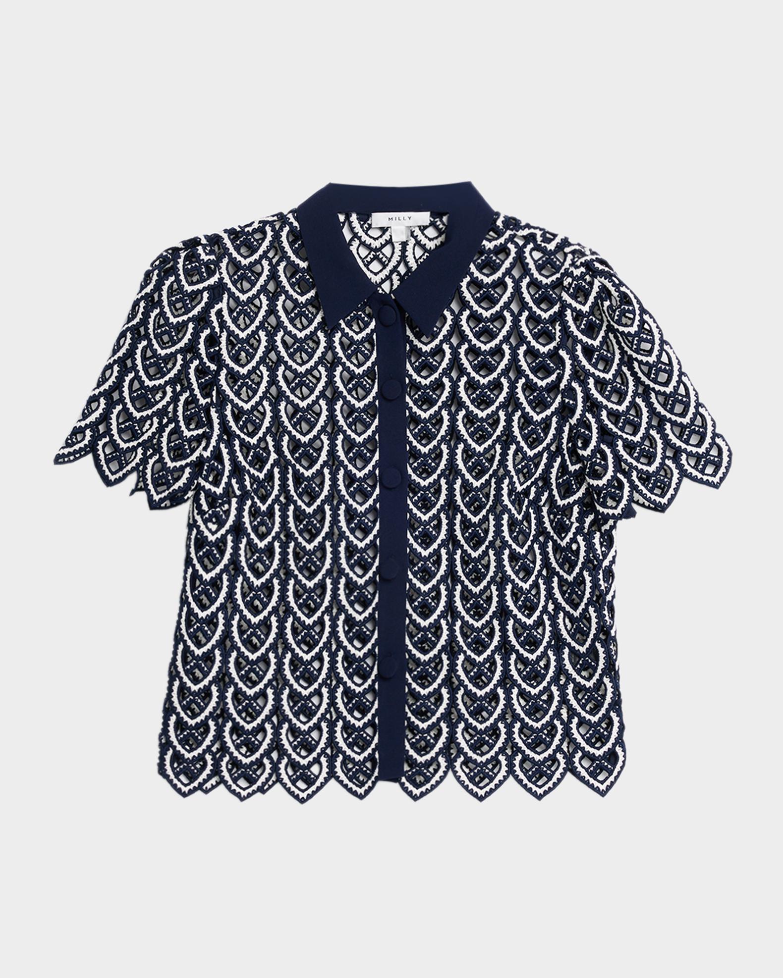 Milly Addison Collared Lace Top | Neiman Marcus