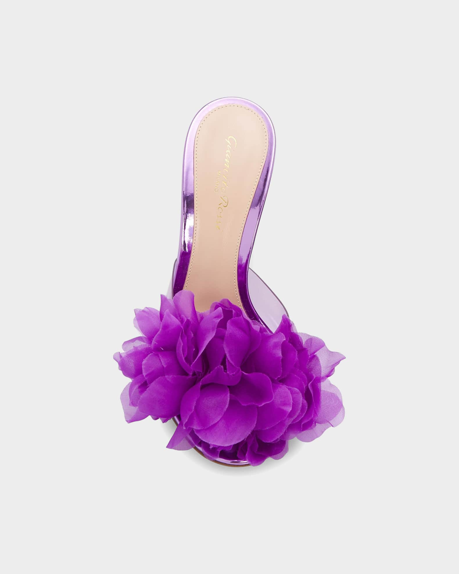 VIVALA ヒール　23 Gianvito Rossi 95mm Igea Silk Flower Leather Sandals | Neiman Marcus