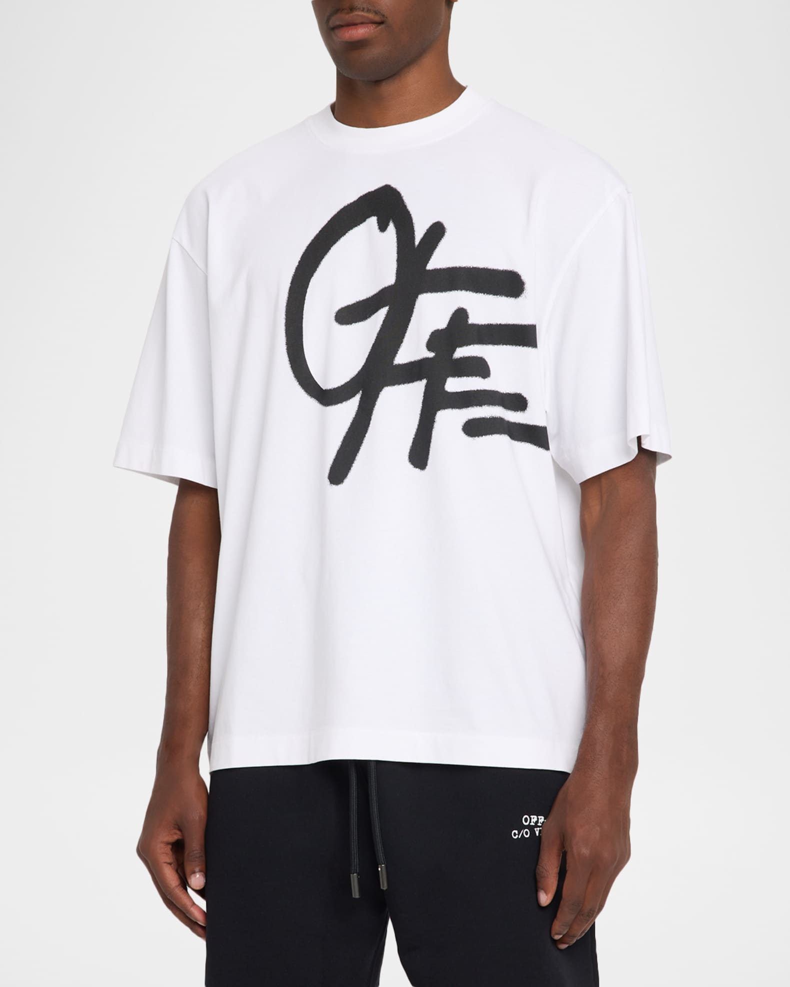 Off-White Men's Graffiti Logo Cotton Crewneck T-Shirt | Neiman Marcus