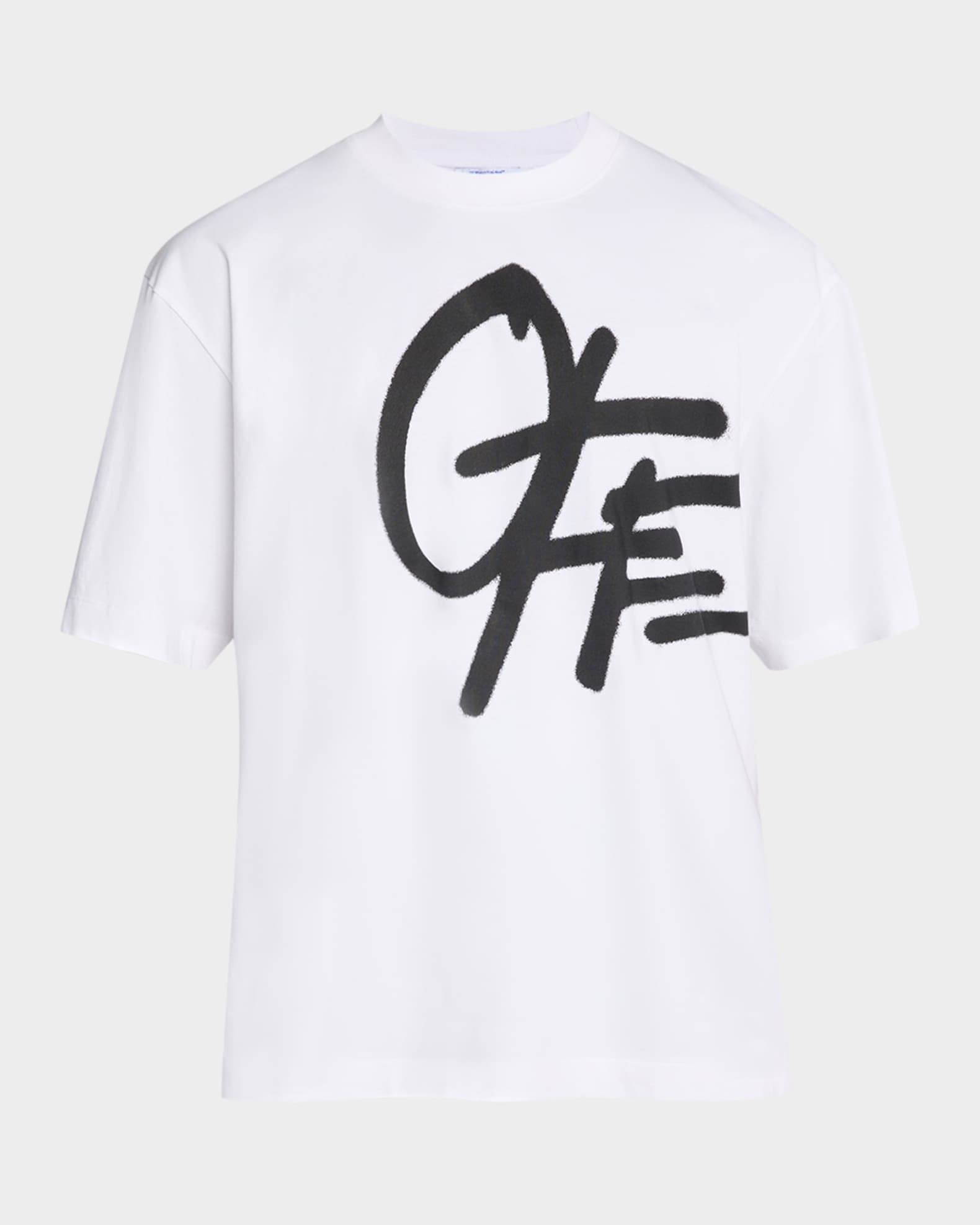 Off-White Men's Graffiti Logo Cotton Crewneck T-Shirt | Neiman Marcus