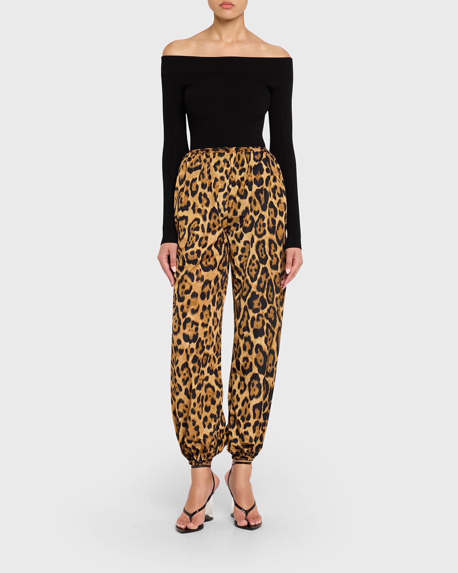 ALAÏA Leopard-Print Nylon Balloon Pants | Neiman Marcus