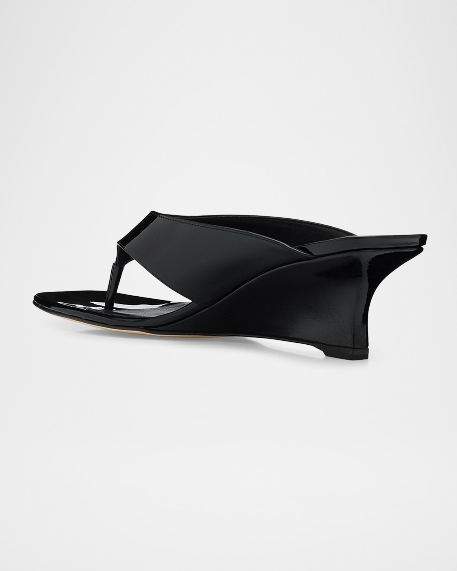 Stuart Weitzman 50mm Vinnie Patent Leather Thong Sandals | Neiman