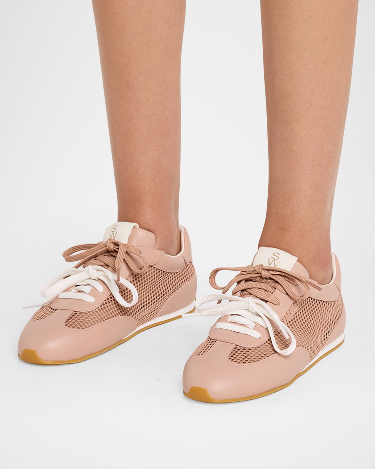 Stuart Weitzman Bond Mesh and Leather Low-Top Sneakers | Neiman Marcus