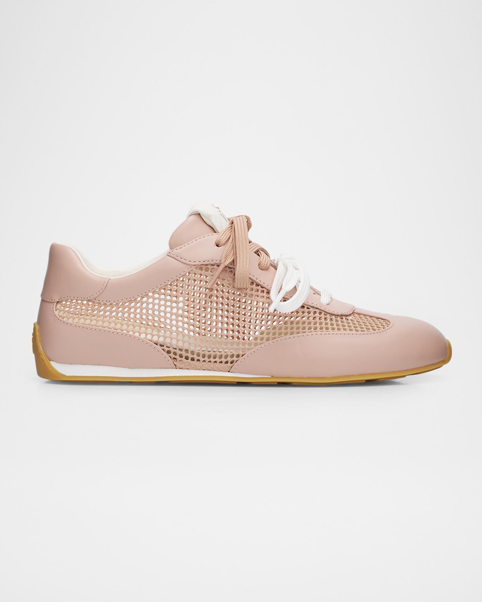 Stuart Weitzman Bond Mesh and Leather Low-Top Sneakers | Neiman Marcus