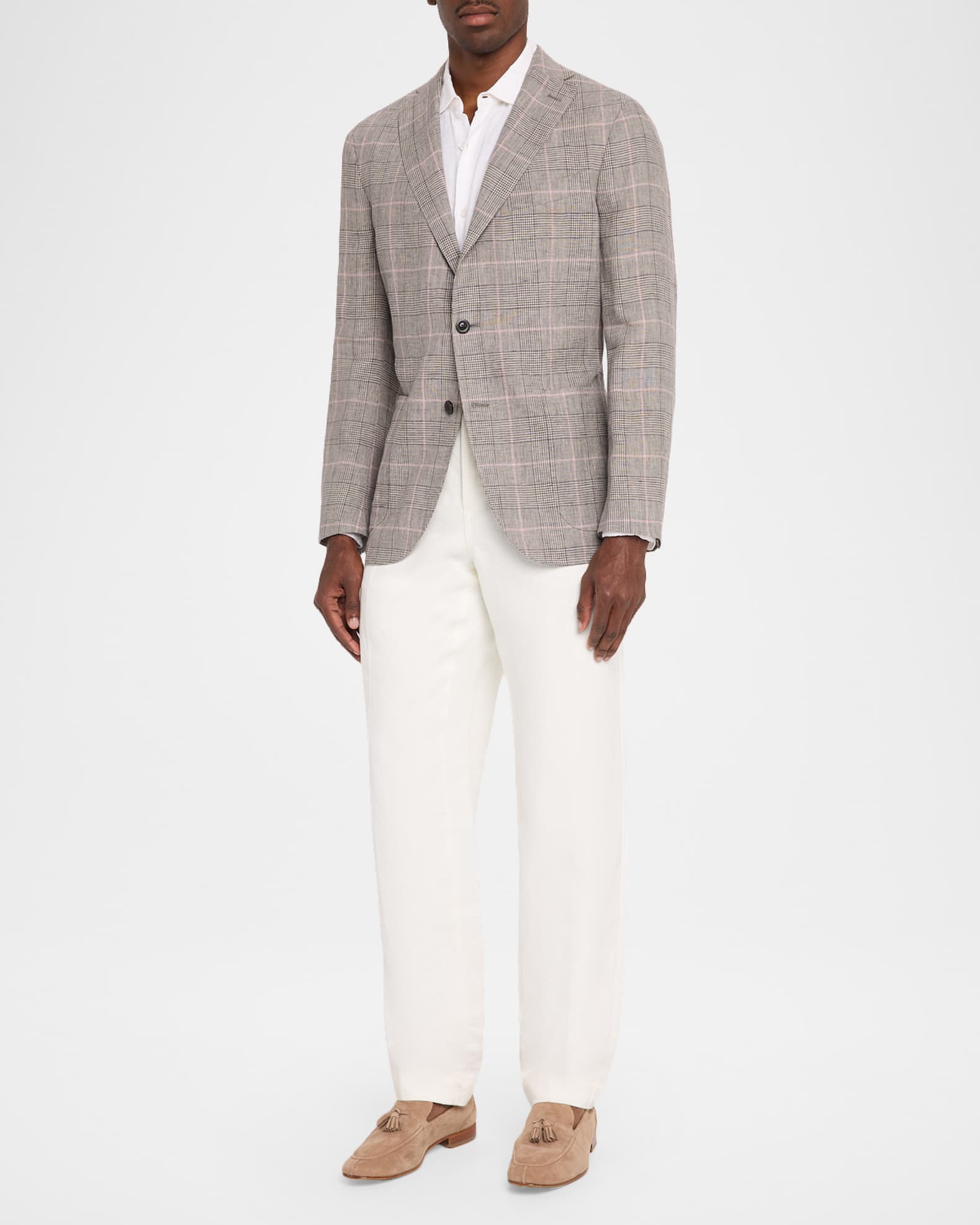 【Shin 様】BOGLIOLI K.JACKET グレンチェック3Bジャケット Boglioli Men's Glen Plaid Linen Single-Breasted Jacket | Neiman Marcus