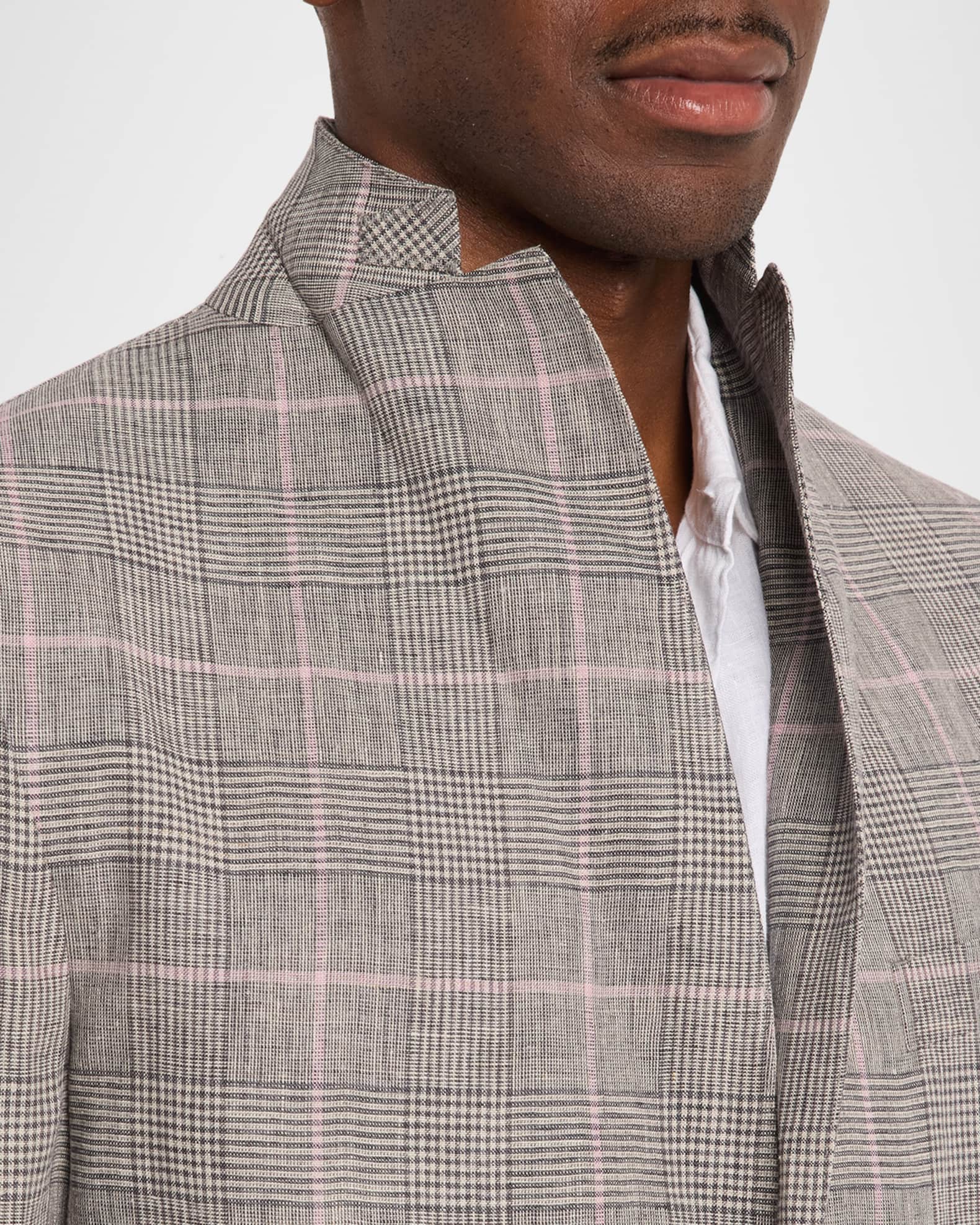 Boglioli Men's Glen Plaid Linen Single-Breasted Jacket | Neiman Marcus