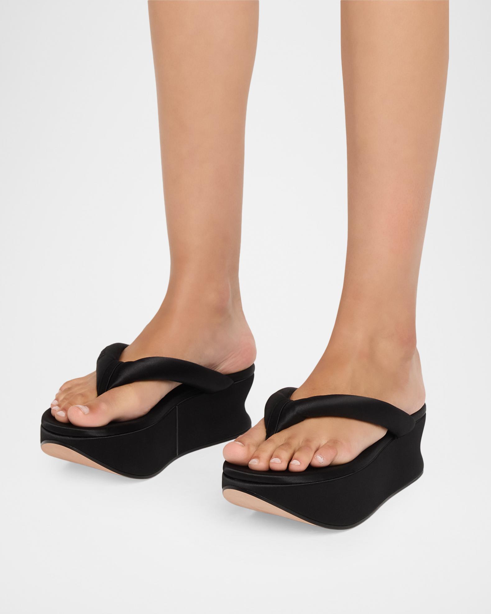 Balenciaga 90mm Gaeta Satin Platform Thong Sandals | Neiman Marcus