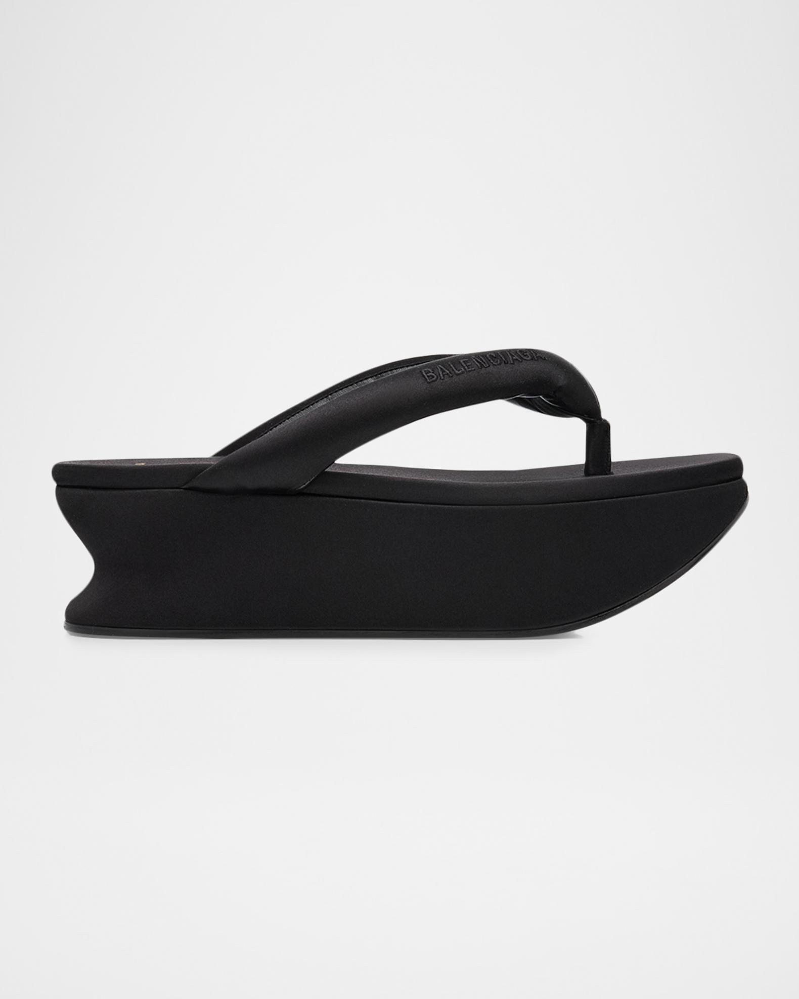 Balenciaga 90mm Gaeta Satin Platform Thong Sandals | Neiman Marcus